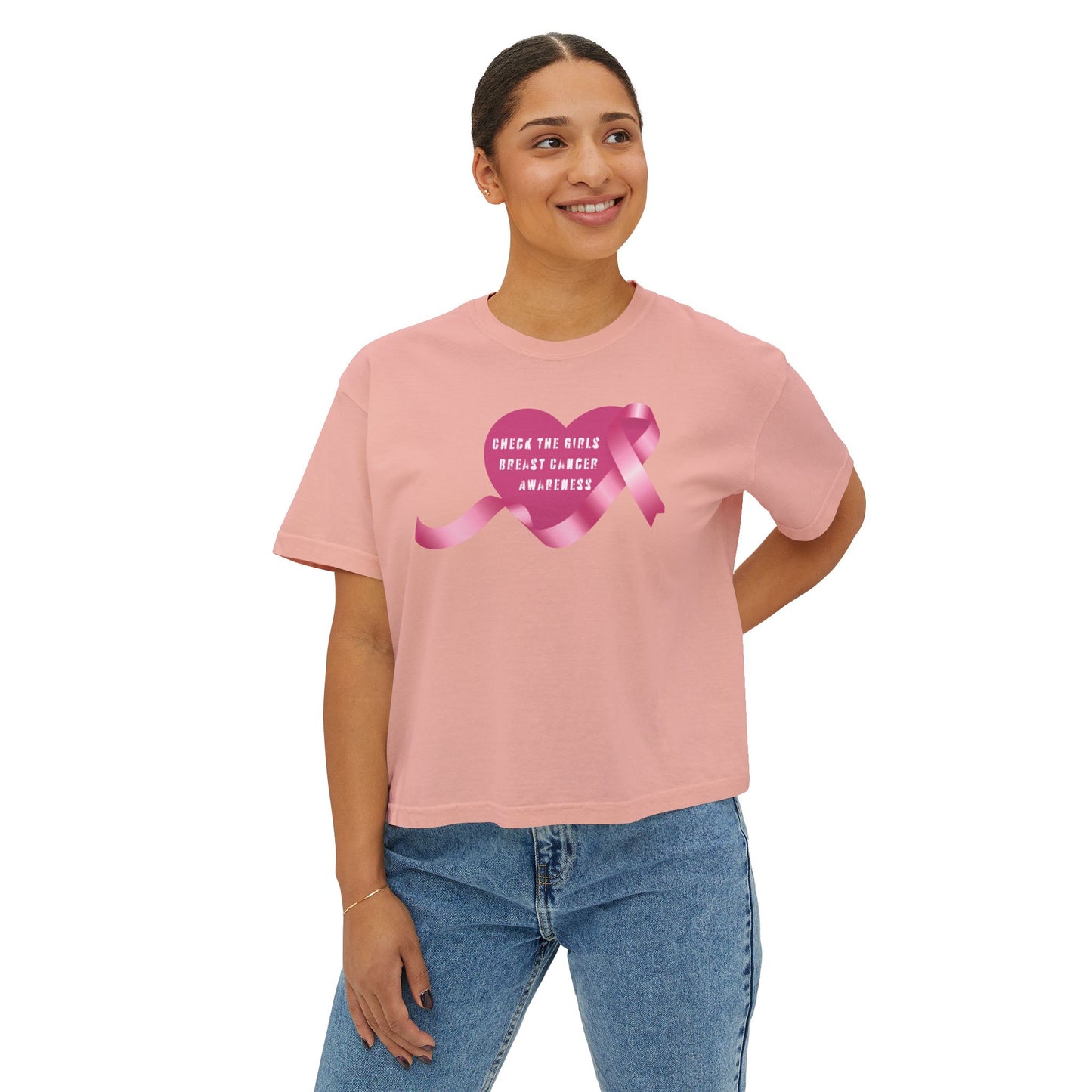 Check the Girls, Breast Cancer Awareness Women's Boxy Tee
