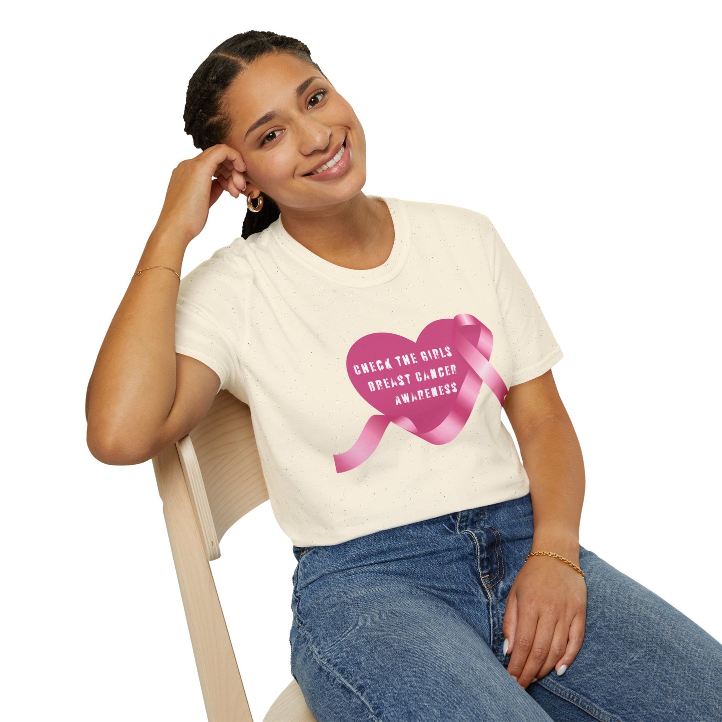 Breast Cancer Awareness T-Shirt - Check The Girls, Gift for Support, Fundraiser Event, Comfort Wear, Pink Ribbon Tee, Unisex Fashion