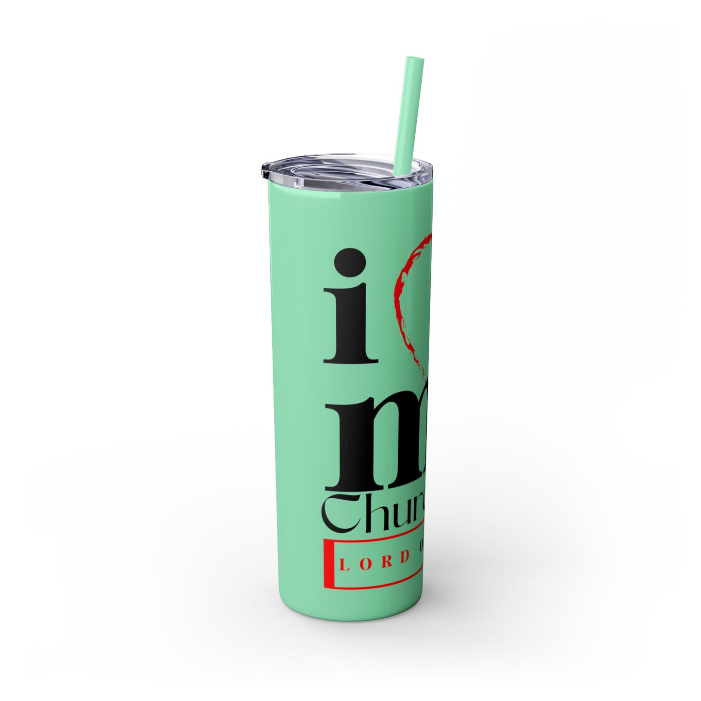 LOG I Love My Church Skinny Tumbler with Straw, 20oz - Perfect for Home, Gifts, Christian Events, Coffee Lovers, and Everyday Use