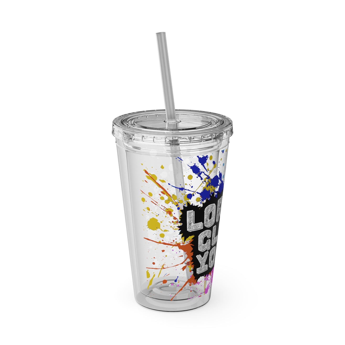 LOGColorful Youth Tumbler with Straw, Inspirational Drinkware for Teens, Summer Fun, Motivational Quotes, Birthday Gift