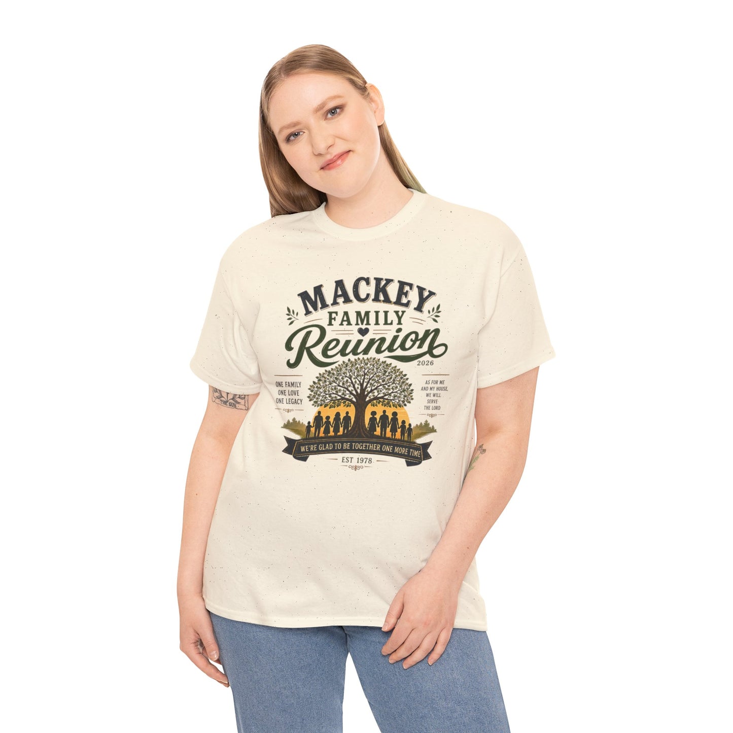 Mackey Family Reunion T-Shirt — Personalized Reunion Tee with Tree and Silhouette Design