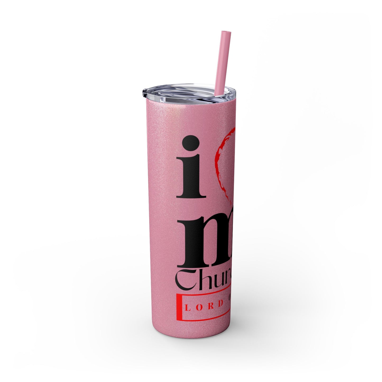 LOG I Love My Church Skinny Tumbler with Straw, 20oz - Perfect for Home, Gifts, Christian Events, Coffee Lovers, and Everyday Use