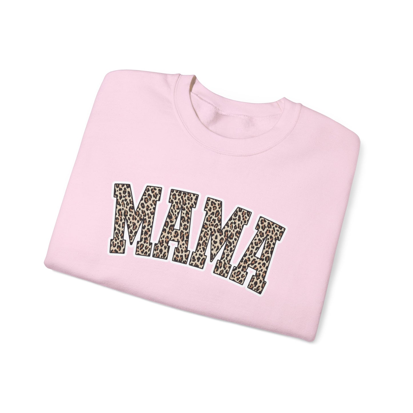 Mama Leopard Print Crewneck Sweatshirt — Cozy Mom Graphic Pullover