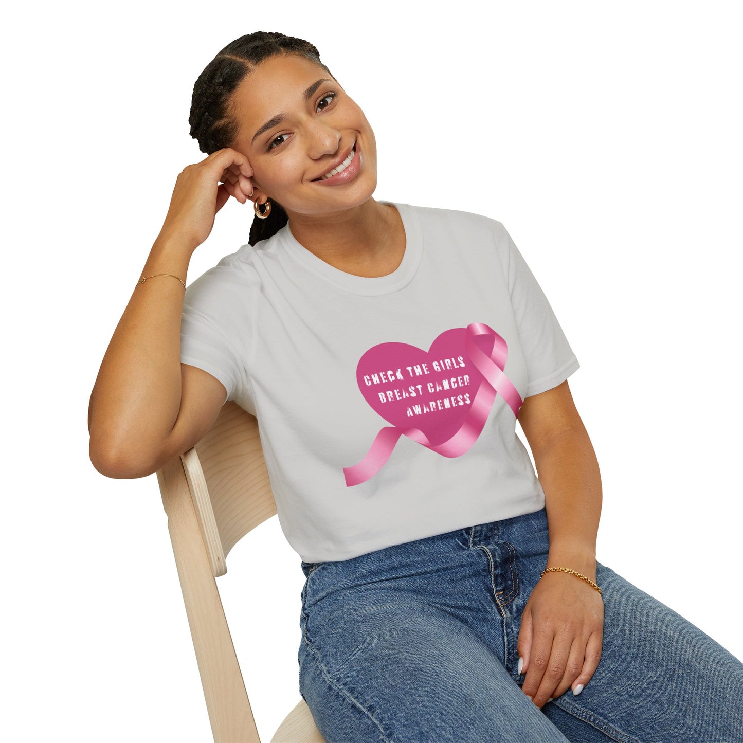Breast Cancer Awareness T-Shirt - Check The Girls, Gift for Support, Fundraiser Event, Comfort Wear, Pink Ribbon Tee, Unisex Fashion