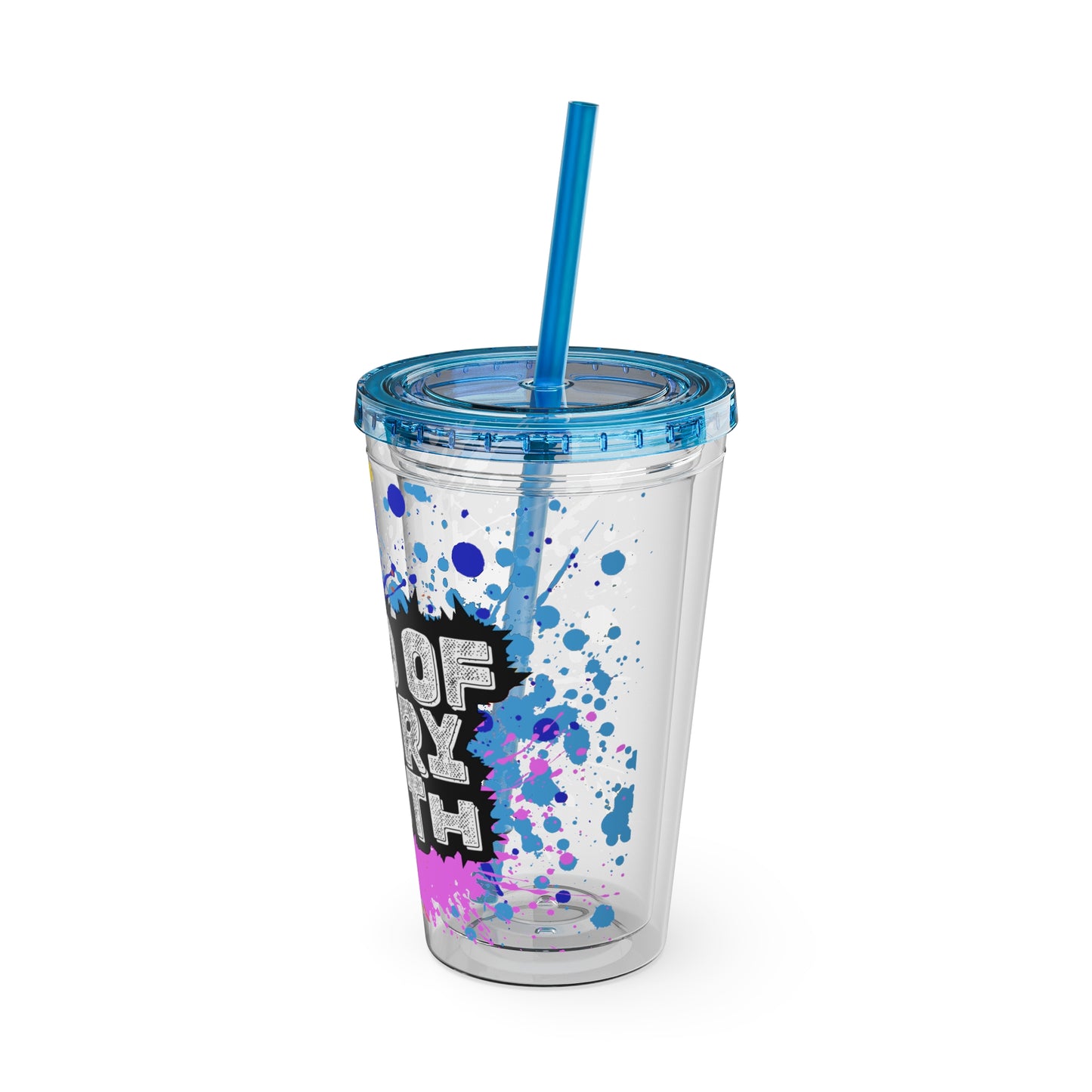 LOGColorful Youth Tumbler with Straw, Inspirational Drinkware for Teens, Summer Fun, Motivational Quotes, Birthday Gift