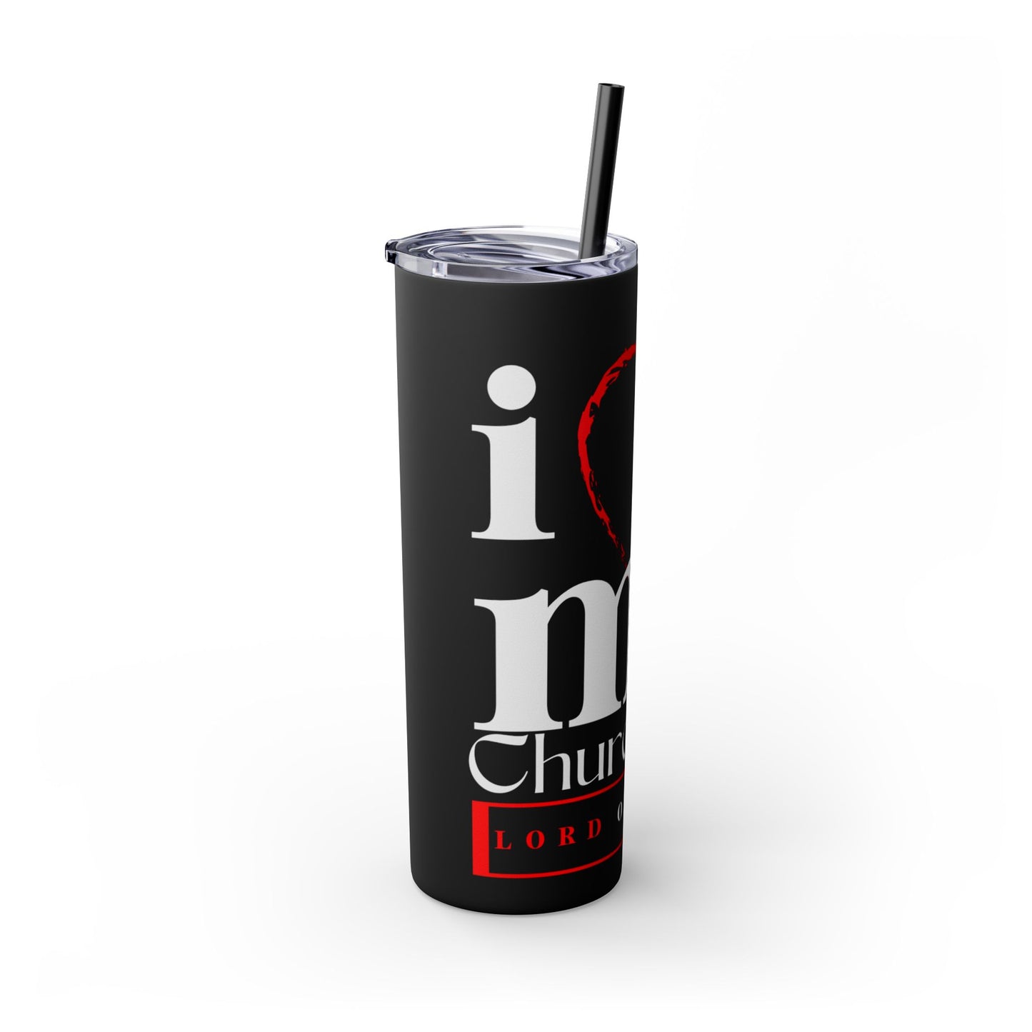 LOG I Love My Church Skinny Tumbler with Straw, 20oz - Perfect for Home, Gifts, Christian Events, Coffee Lovers, and Everyday Use