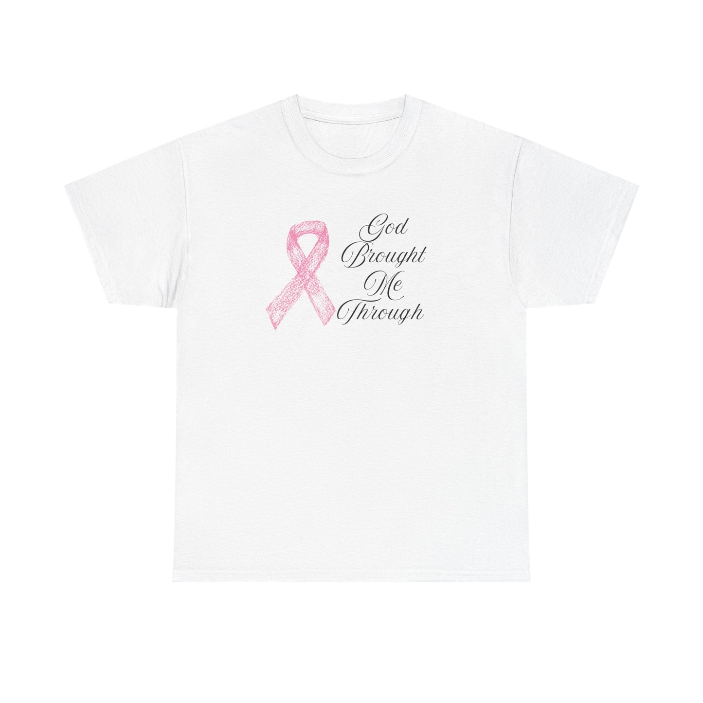 Inspirational Cancer Awareness Tee, Faith T-Shirt, Supporter Gift, God Brought Me Through Shirt, Hopeful Message Top, Unisex Cotton Tee