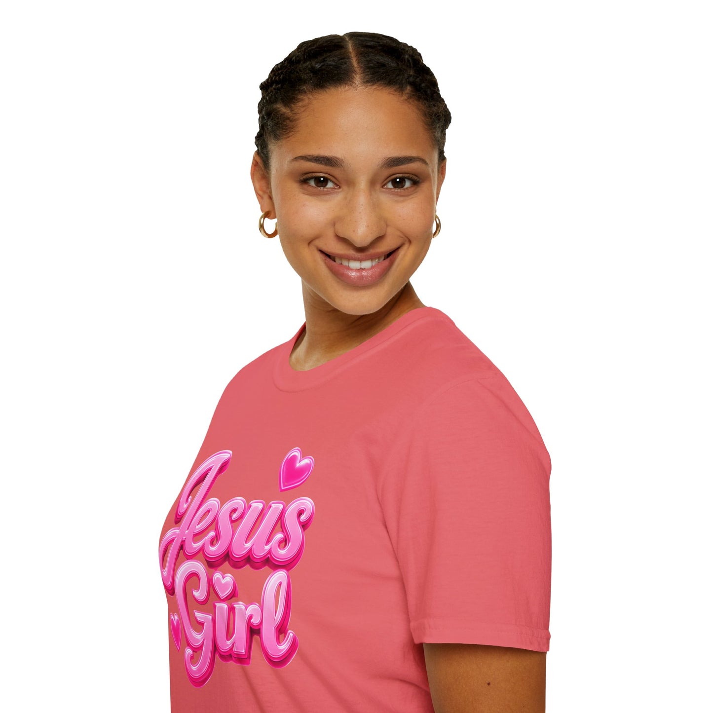 Jesus Girl T-Shirt — Pink Bubble Script Faith Tee