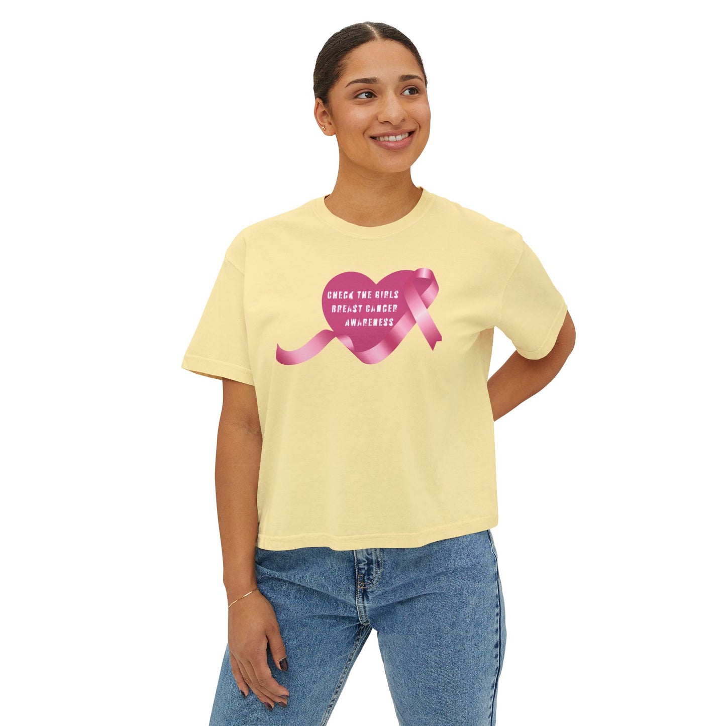 Check the Girls, Breast Cancer Awareness Women's Boxy Tee