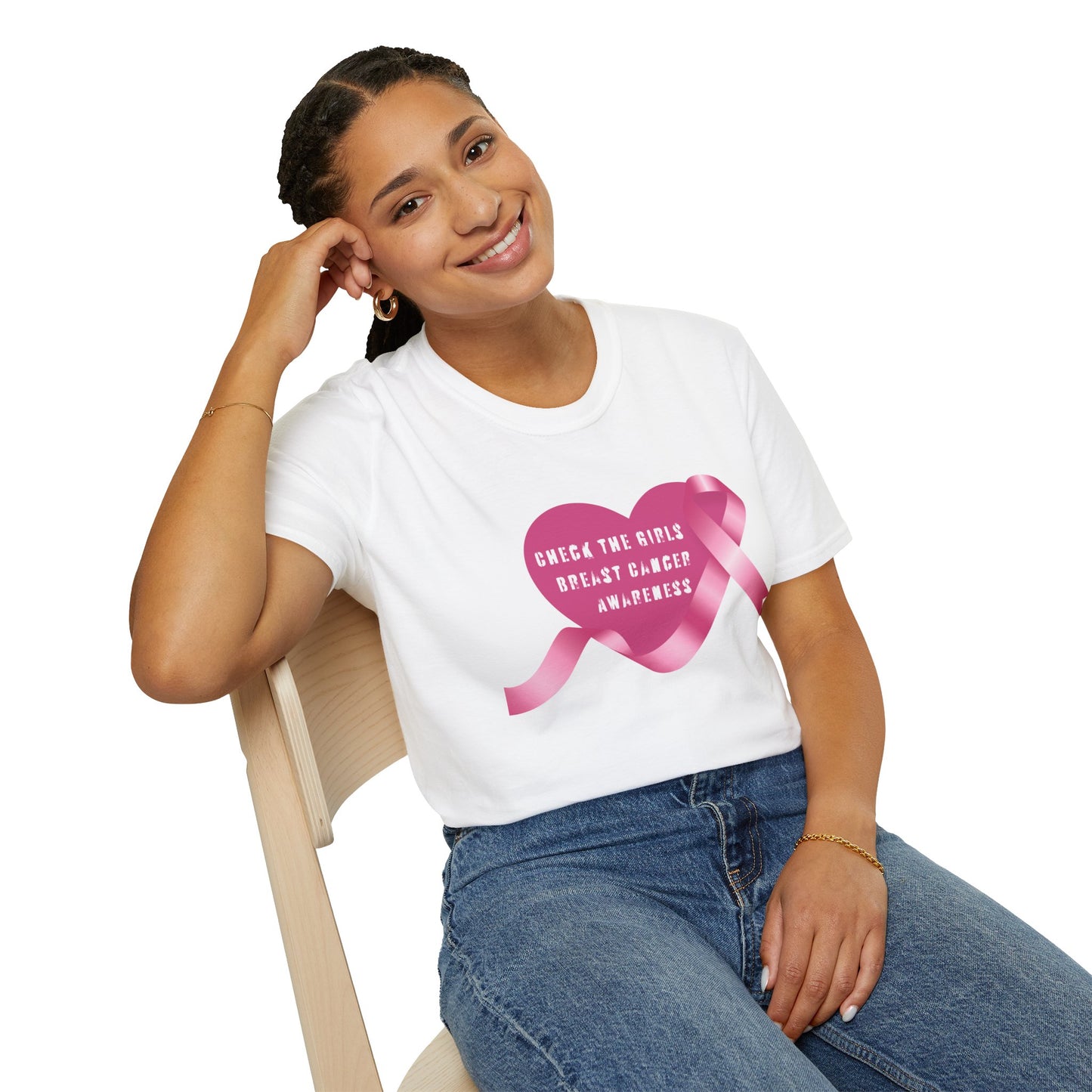 Breast Cancer Awareness T-Shirt - Check The Girls, Gift for Support, Fundraiser Event, Comfort Wear, Pink Ribbon Tee, Unisex Fashion
