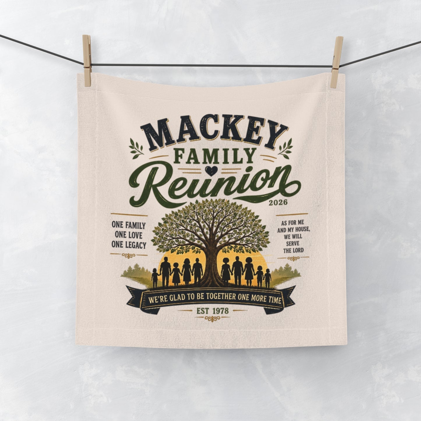 Family Reunion Face Towel — Personalized 'Mackey Family Reunion' Tree Design (2026)