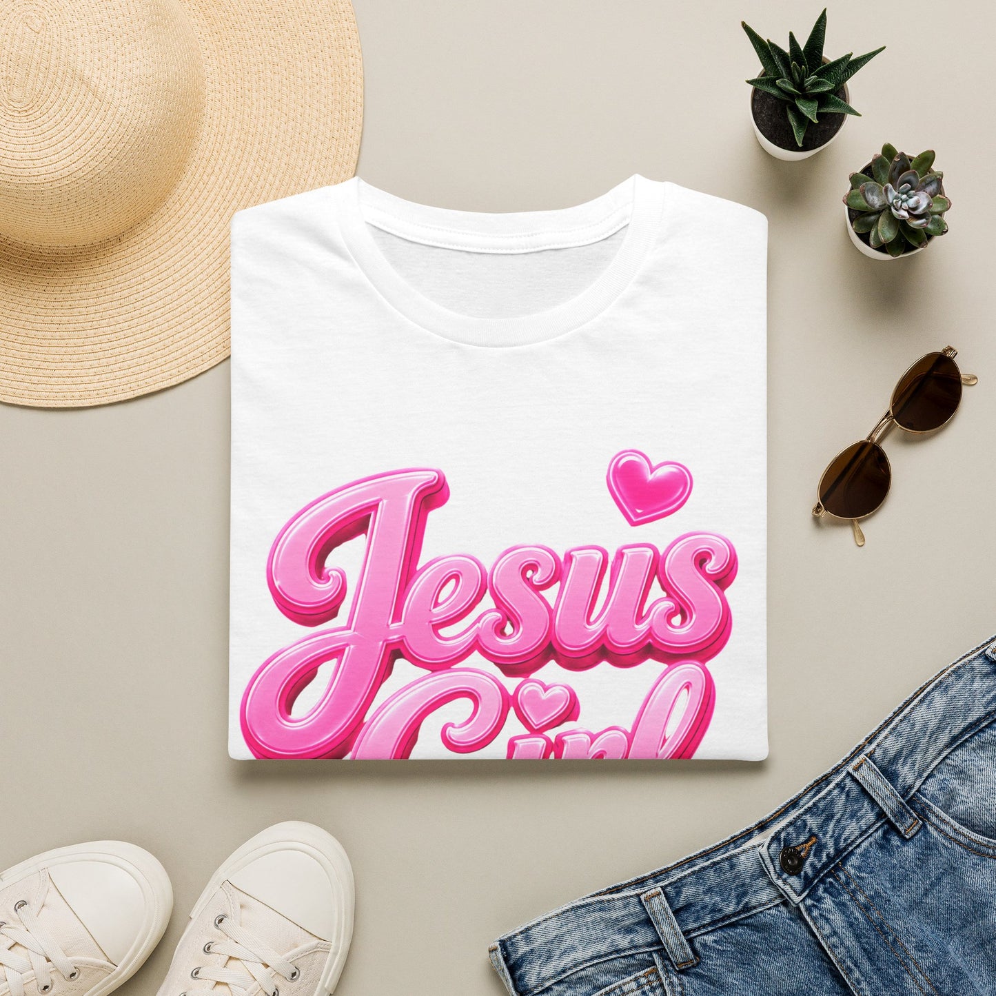 Jesus Girl T-Shirt — Pink Bubble Script Faith Tee