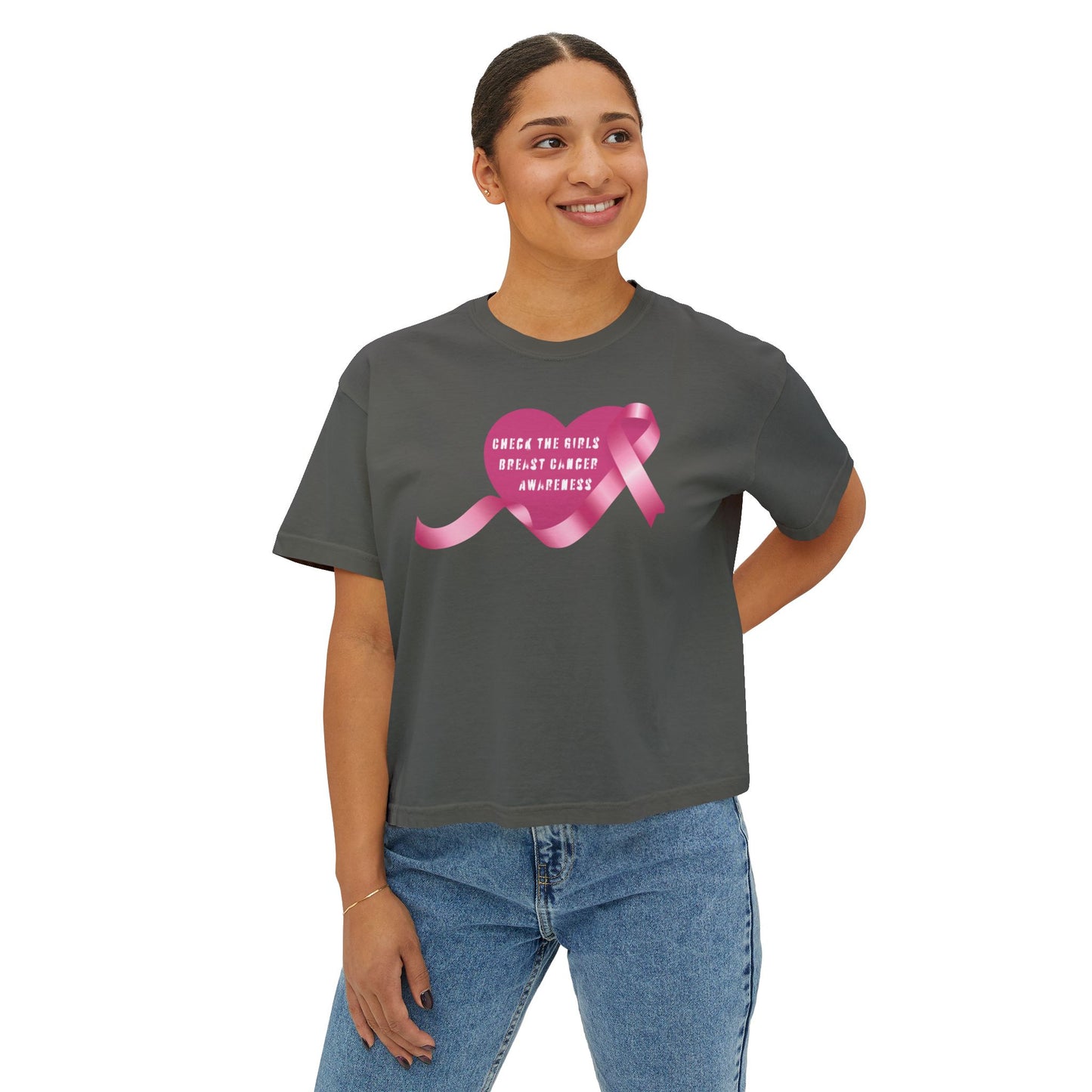 Check the Girls, Breast Cancer Awareness Women's Boxy Tee