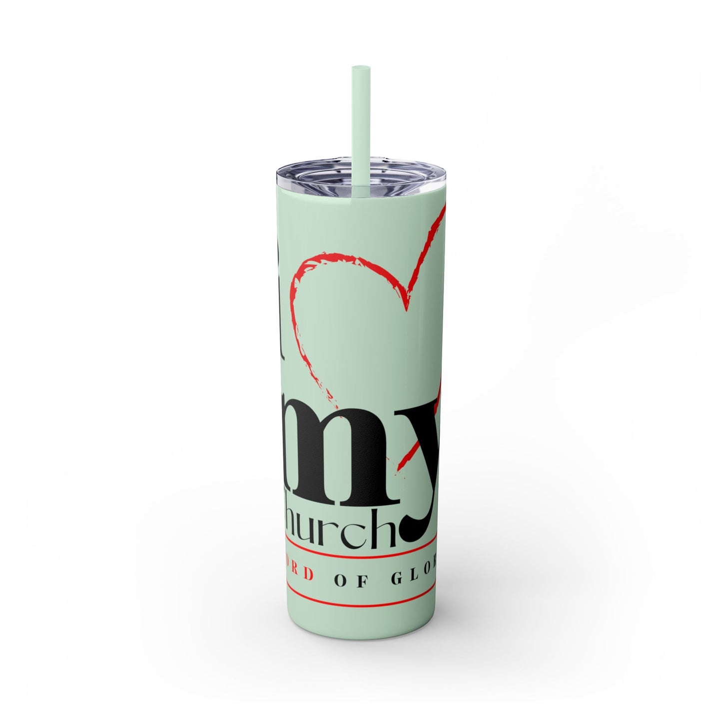 LOG I Love My Church Skinny Tumbler with Straw, 20oz - Perfect for Home, Gifts, Christian Events, Coffee Lovers, and Everyday Use