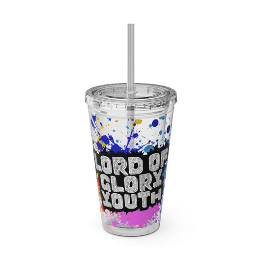 LOGColorful Youth Tumbler with Straw, Inspirational Drinkware for Teens, Summer Fun, Motivational Quotes, Birthday Gift