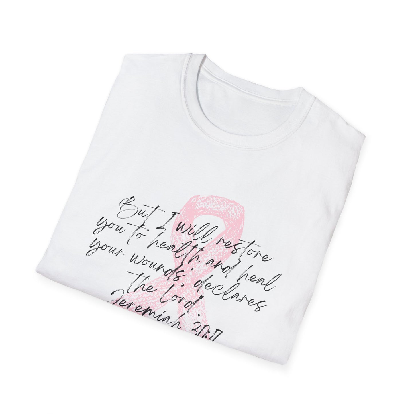 Inspirational Breast Cancer Awareness T-Shirt, Unisex Tee, Support Gift, Softstyle Shirt, Pink Ribbon Apparel, Hope & Healing