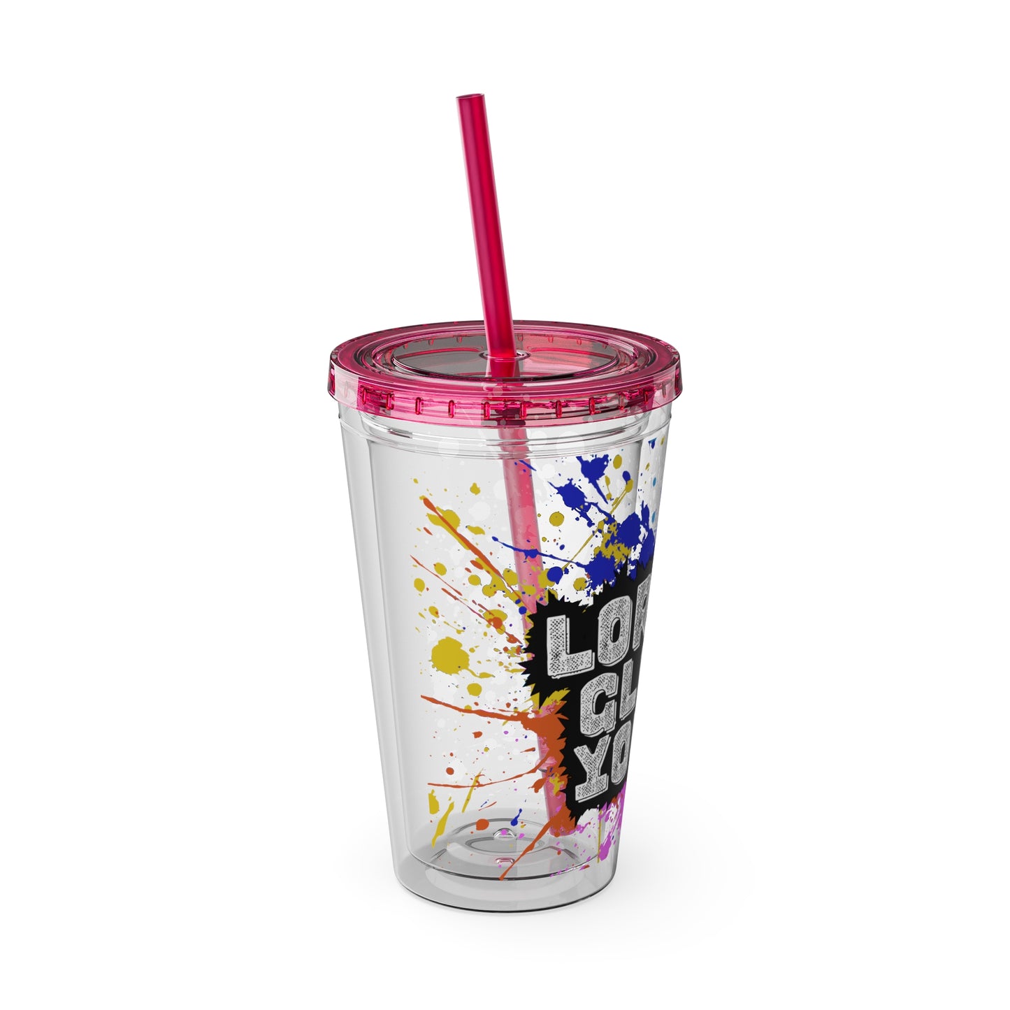 LOGColorful Youth Tumbler with Straw, Inspirational Drinkware for Teens, Summer Fun, Motivational Quotes, Birthday Gift