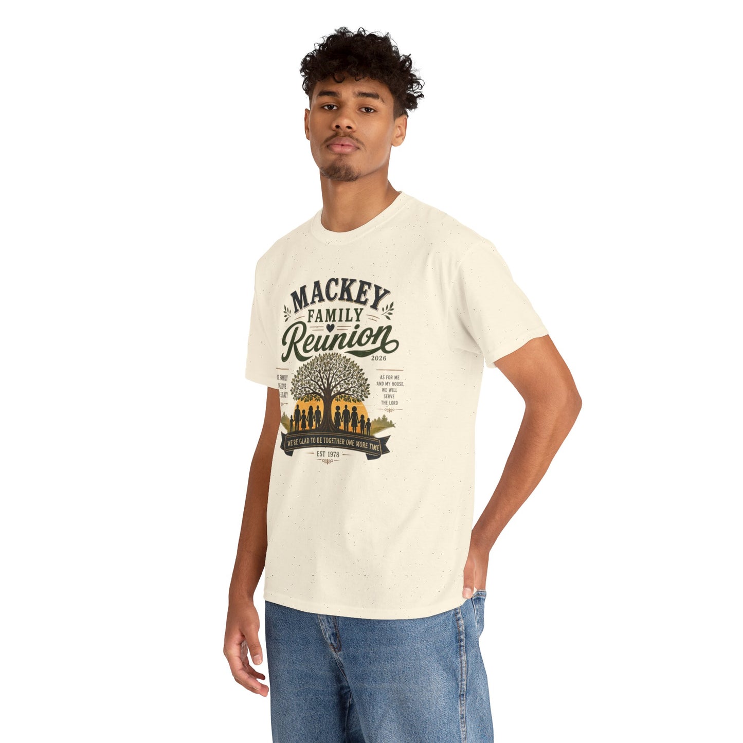 Mackey Family Reunion T-Shirt — Personalized Reunion Tee with Tree and Silhouette Design