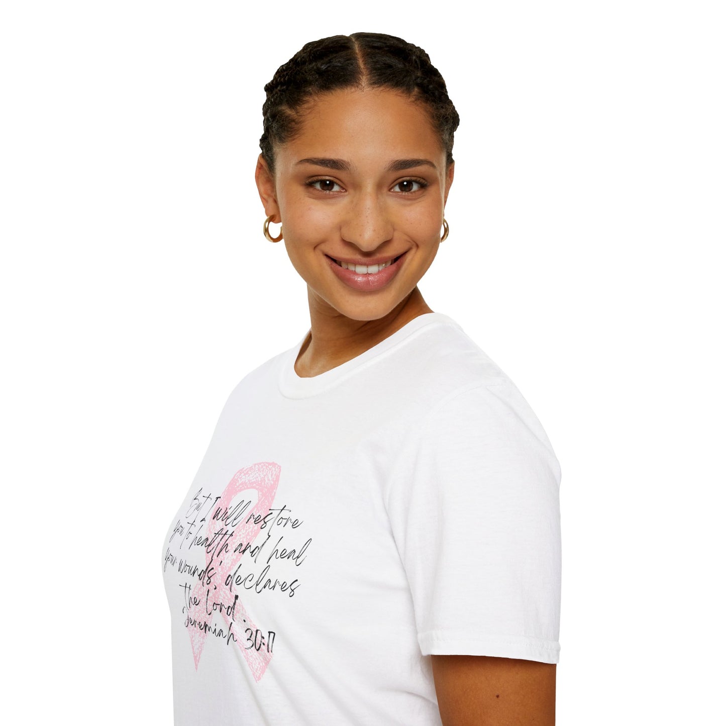Inspirational Breast Cancer Awareness T-Shirt, Unisex Tee, Support Gift, Softstyle Shirt, Pink Ribbon Apparel, Hope & Healing