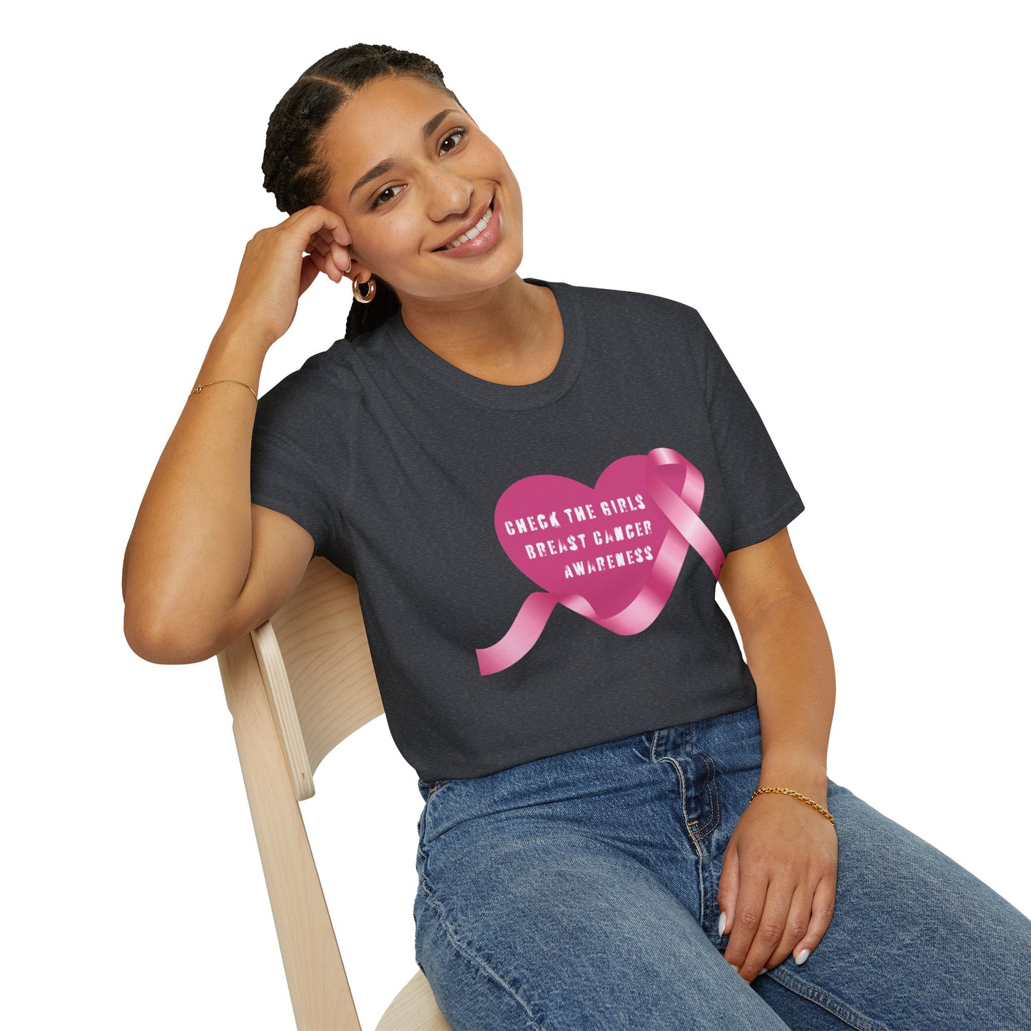 Breast Cancer Awareness T-Shirt - Check The Girls, Gift for Support, Fundraiser Event, Comfort Wear, Pink Ribbon Tee, Unisex Fashion