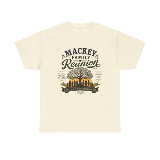 Mackey Family Reunion T-Shirt — Personalized Reunion Tee with Tree and Silhouette Design