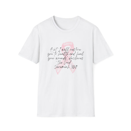 Inspirational Breast Cancer Awareness T-Shirt, Unisex Tee, Support Gift, Softstyle Shirt, Pink Ribbon Apparel, Hope & Healing