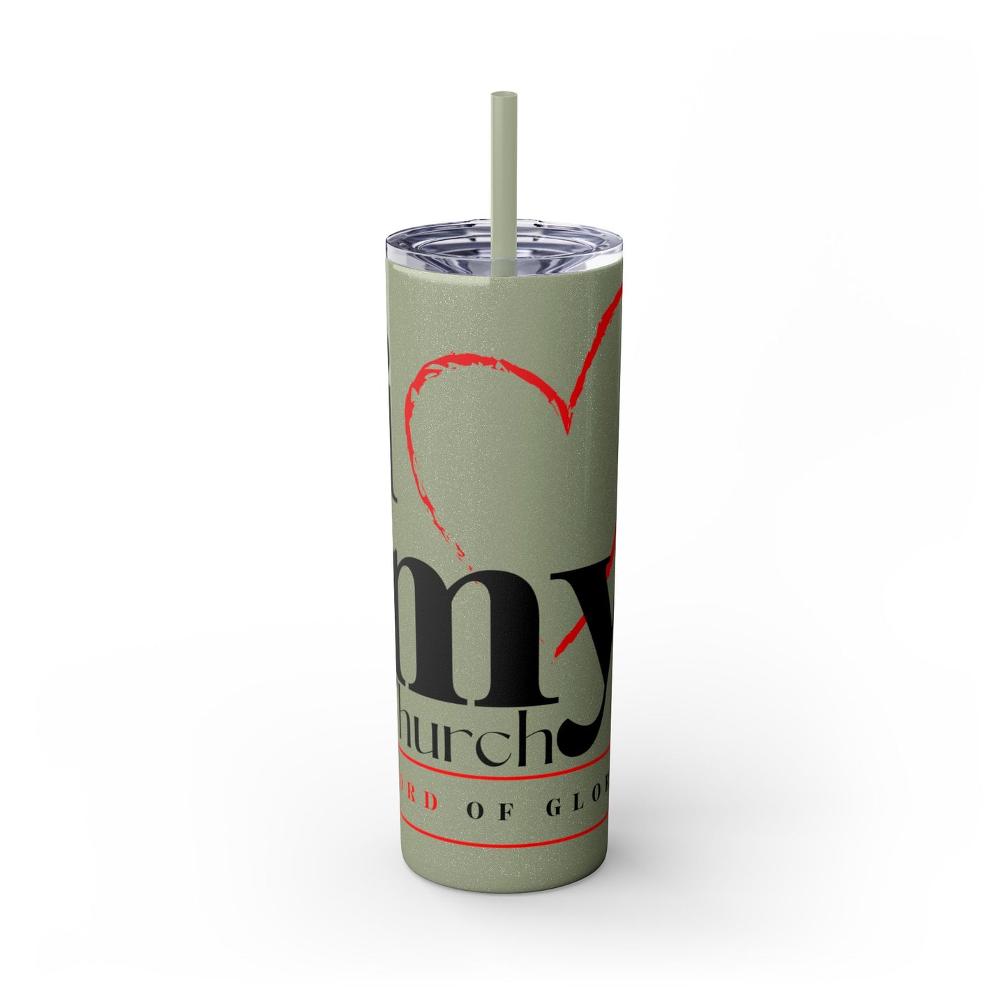 LOG I Love My Church Skinny Tumbler with Straw, 20oz - Perfect for Home, Gifts, Christian Events, Coffee Lovers, and Everyday Use