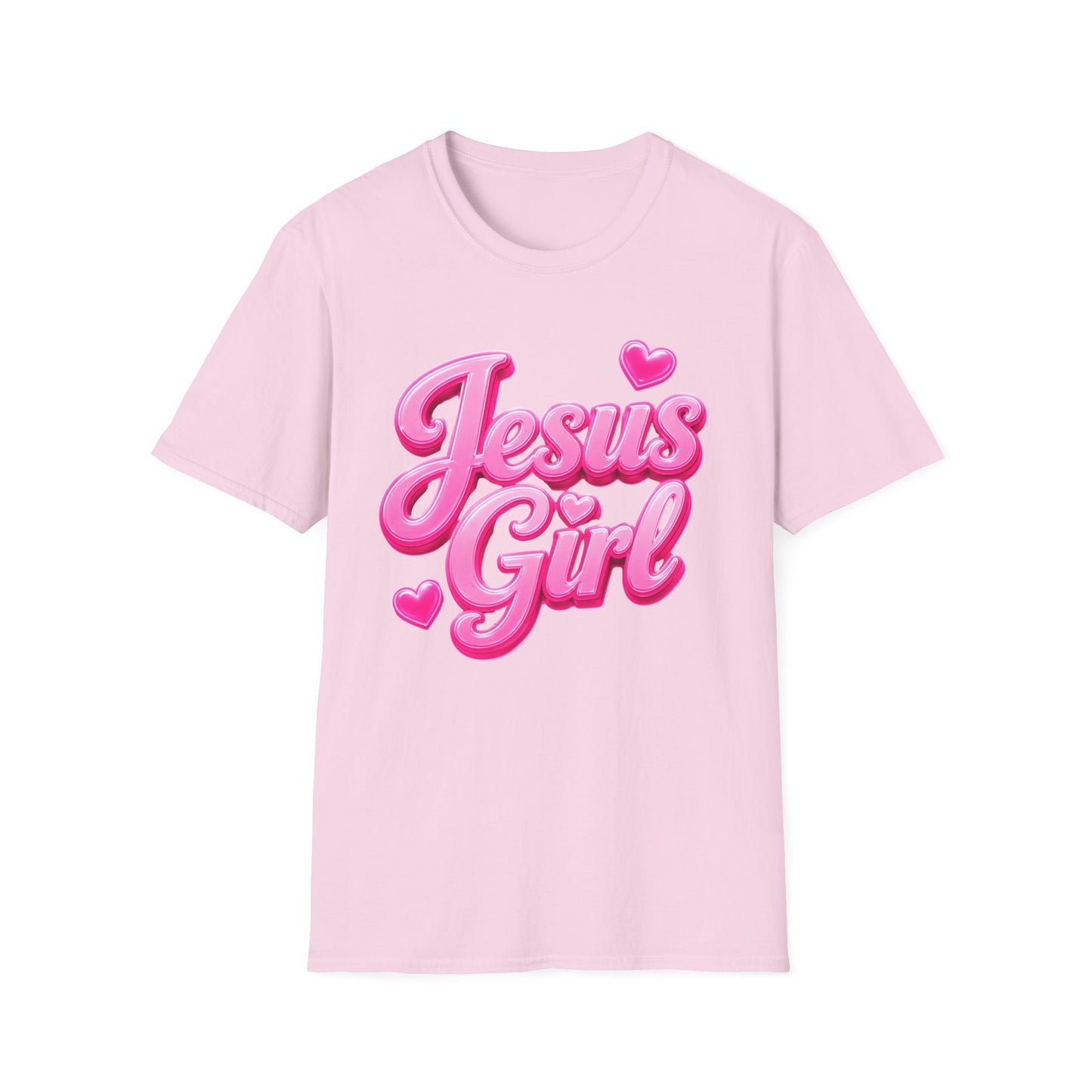 Jesus Girl T-Shirt — Pink Bubble Script Faith Tee