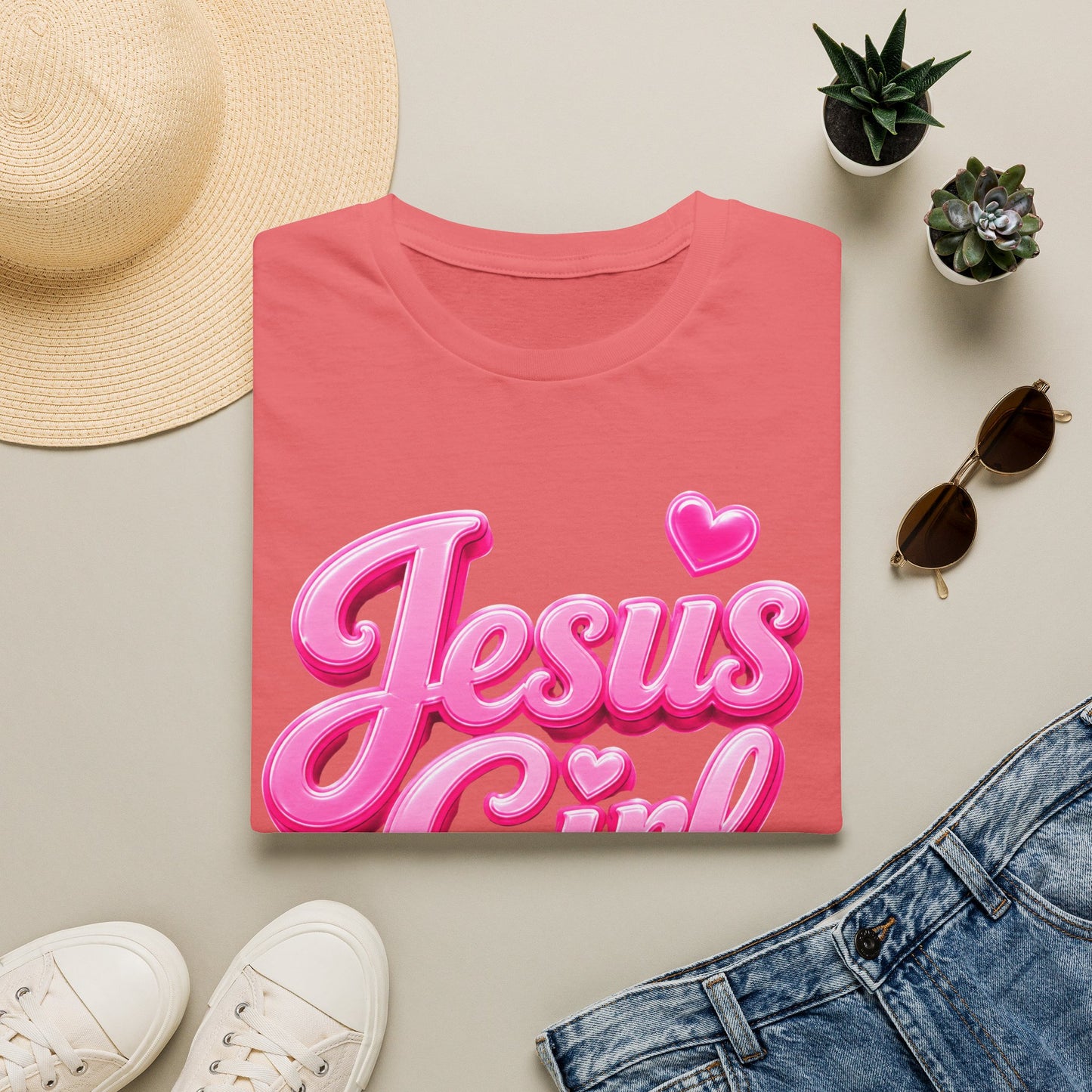 Jesus Girl T-Shirt — Pink Bubble Script Faith Tee