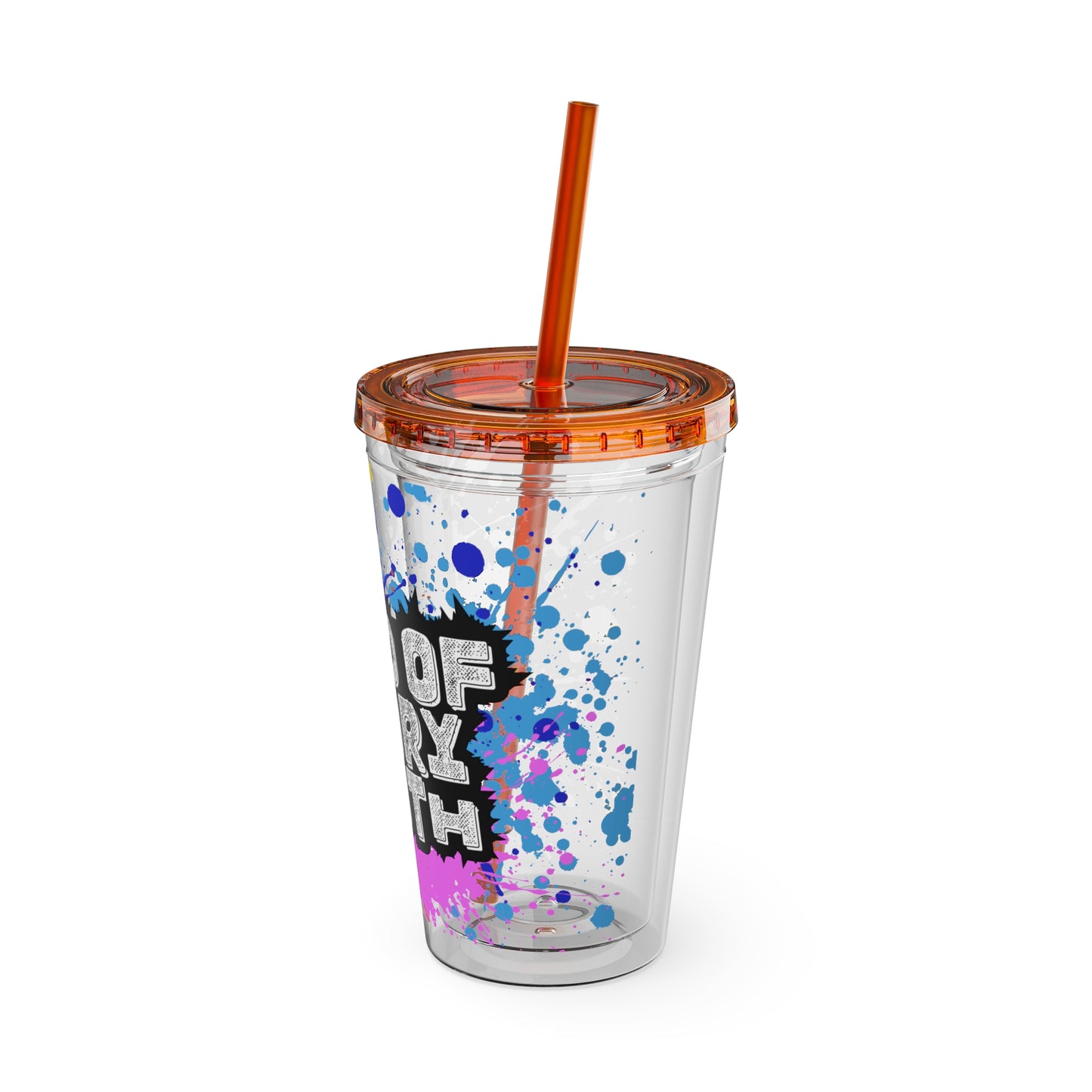 LOGColorful Youth Tumbler with Straw, Inspirational Drinkware for Teens, Summer Fun, Motivational Quotes, Birthday Gift