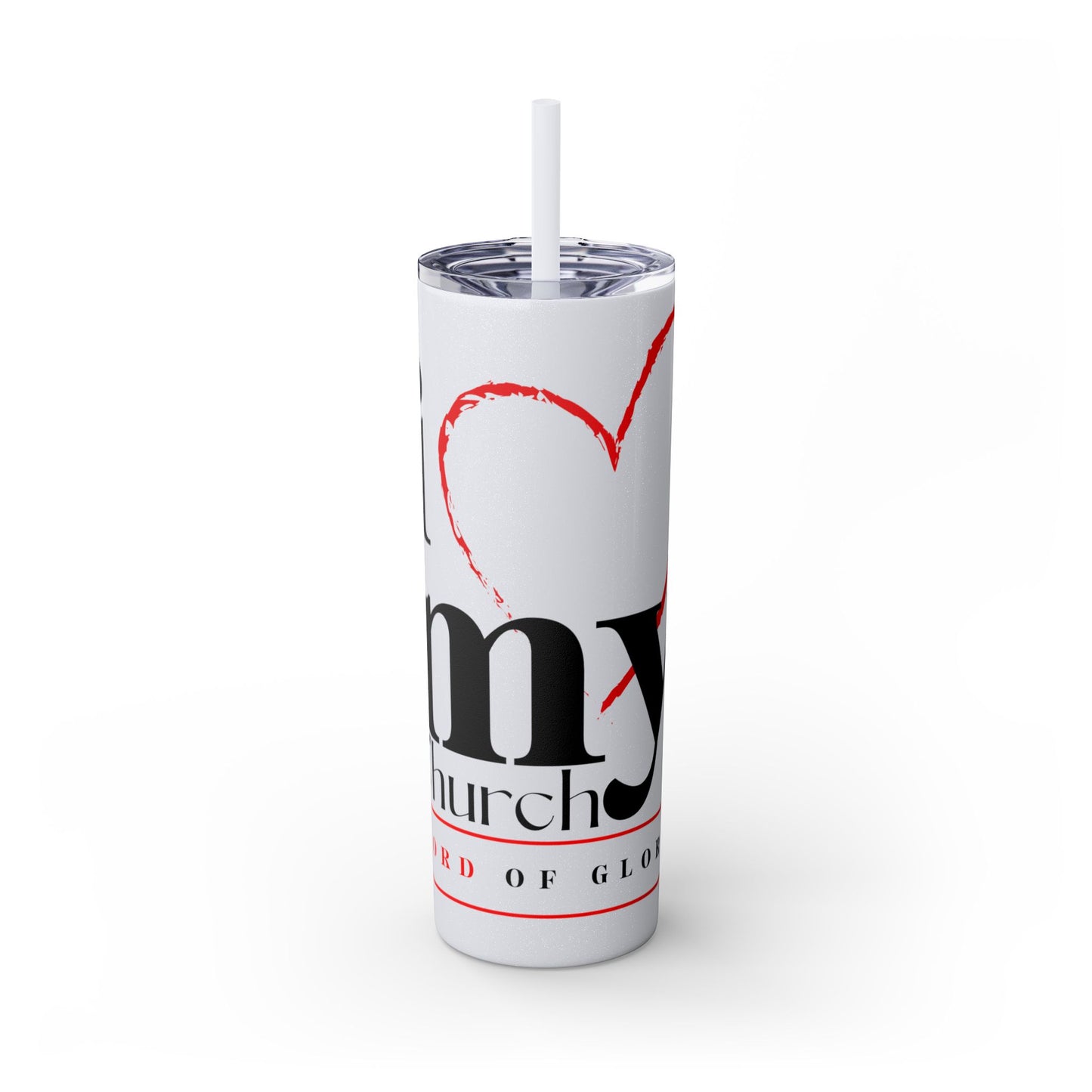 LOG I Love My Church Skinny Tumbler with Straw, 20oz - Perfect for Home, Gifts, Christian Events, Coffee Lovers, and Everyday Use