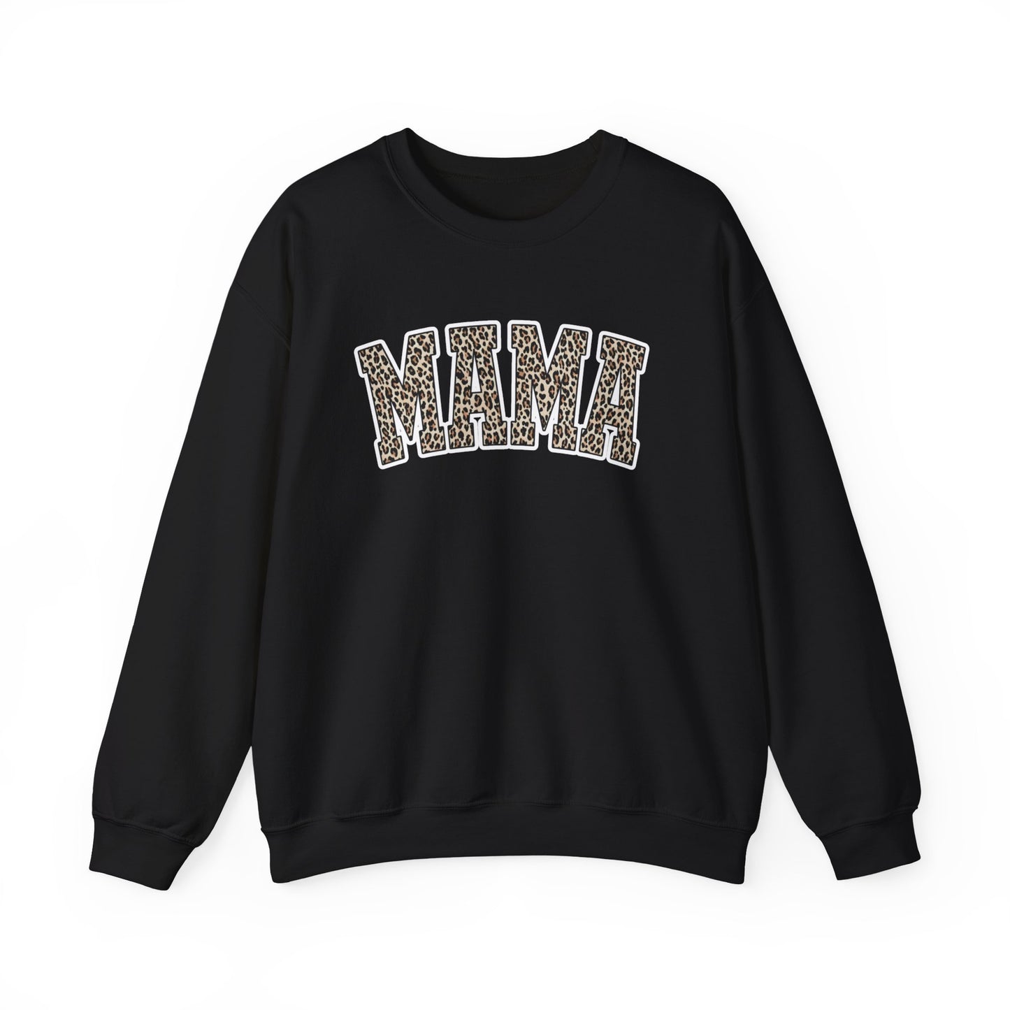 Mama Leopard Print Crewneck Sweatshirt — Cozy Mom Graphic Pullover