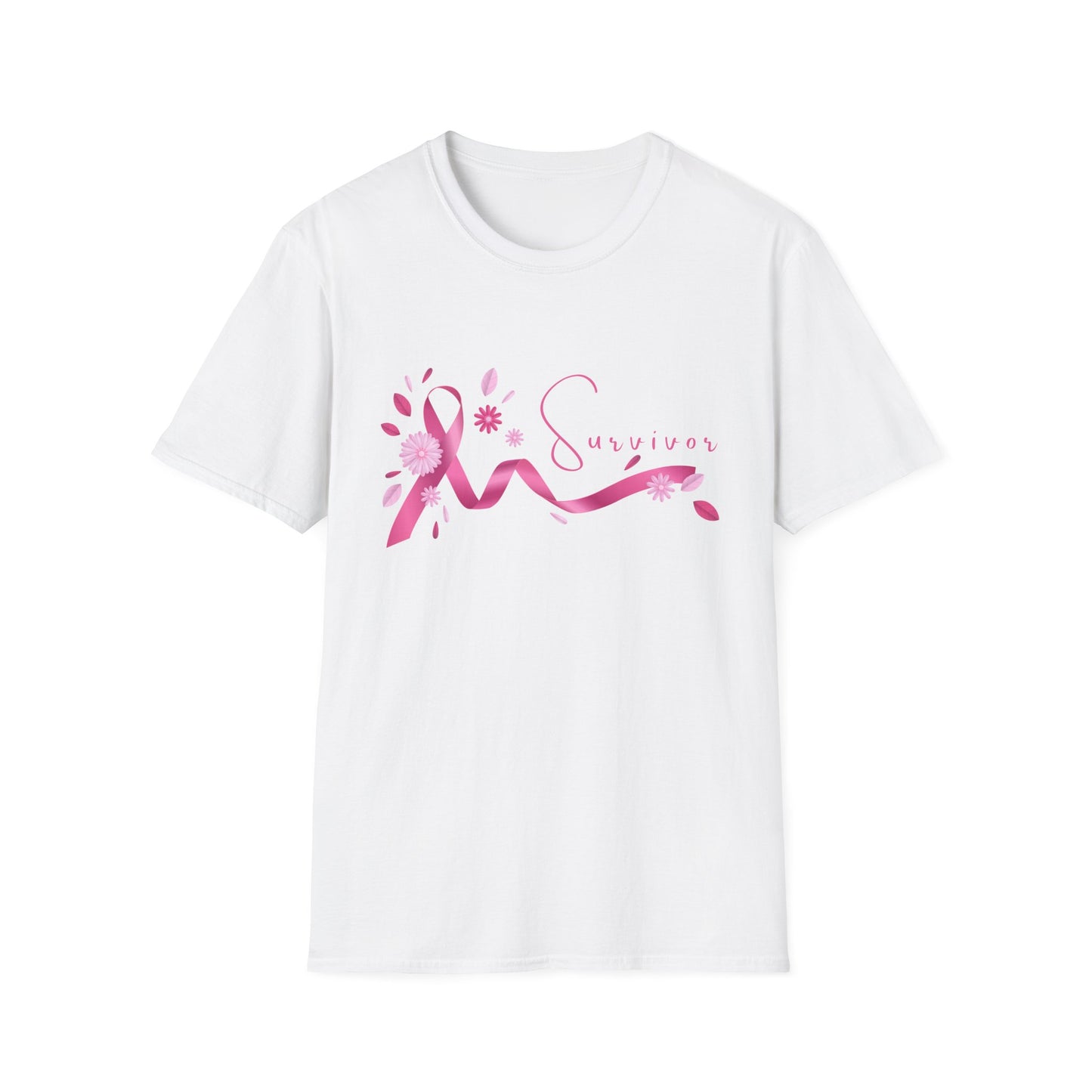 Pink Ribbon Survivor Unisex Softstyle T-Shirt, Breast Cancer Awareness Tee, Inspirational Shirt, Gift for Survivors, Supportive Apparel