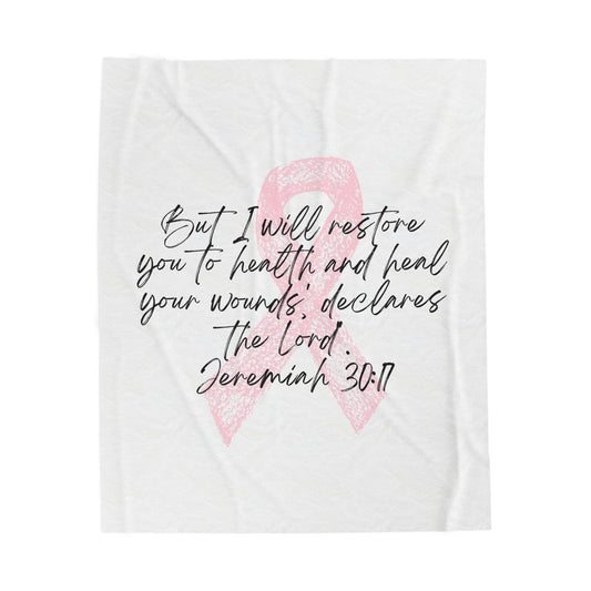Inspirational Velveteen Plush Blanket, Cozy Gift for Breast Cancer Awareness, Soft Throw for Home Decor, Comfort Blanket for Healing