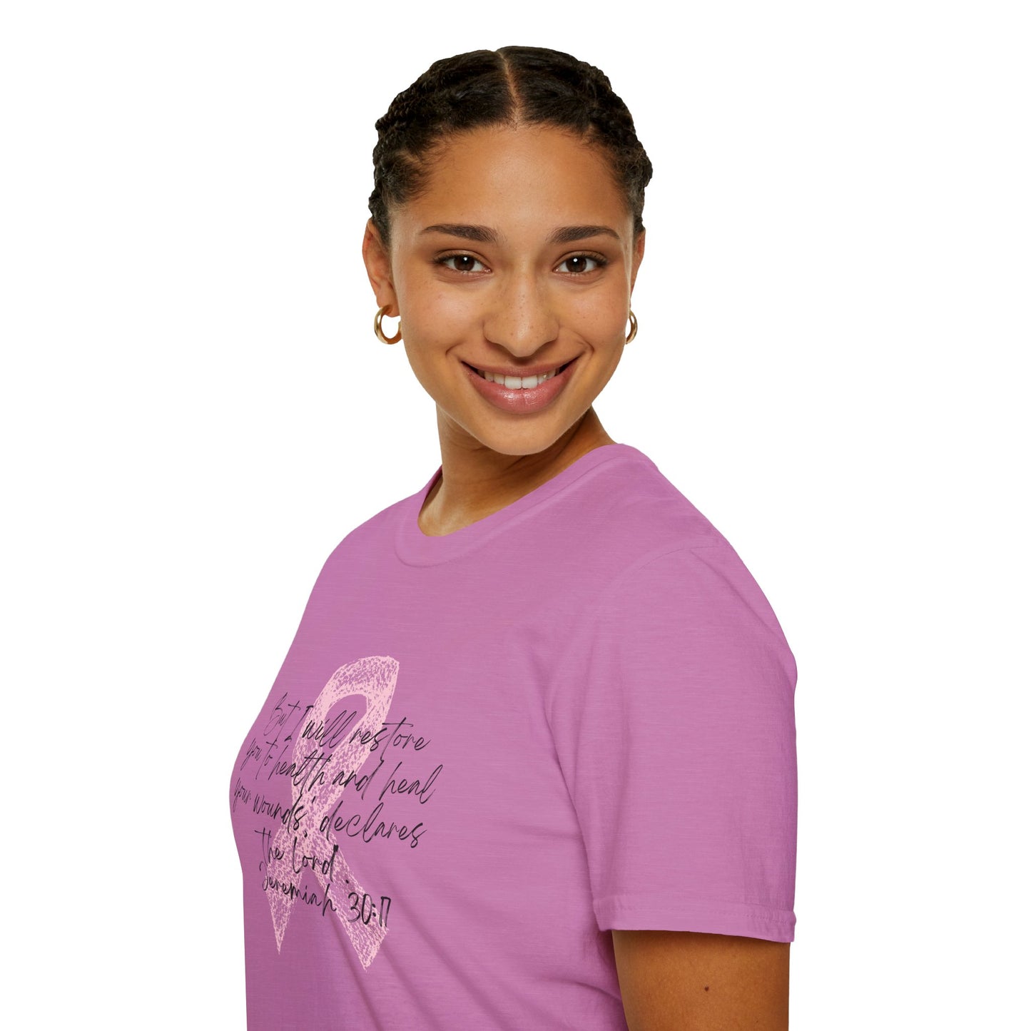 Inspirational Breast Cancer Awareness T-Shirt, Unisex Tee, Support Gift, Softstyle Shirt, Pink Ribbon Apparel, Hope & Healing