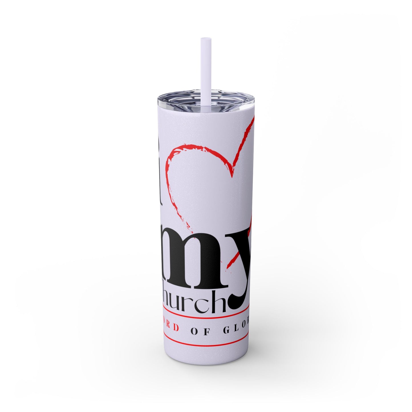 LOG I Love My Church Skinny Tumbler with Straw, 20oz - Perfect for Home, Gifts, Christian Events, Coffee Lovers, and Everyday Use