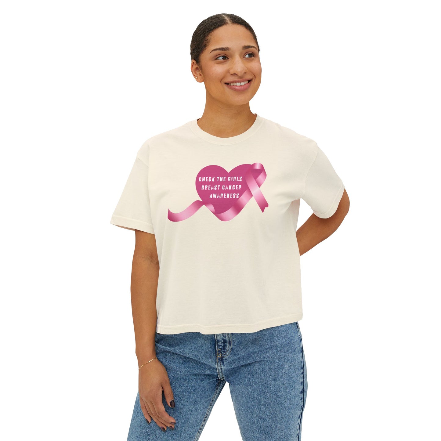 Check the Girls, Breast Cancer Awareness Women's Boxy Tee