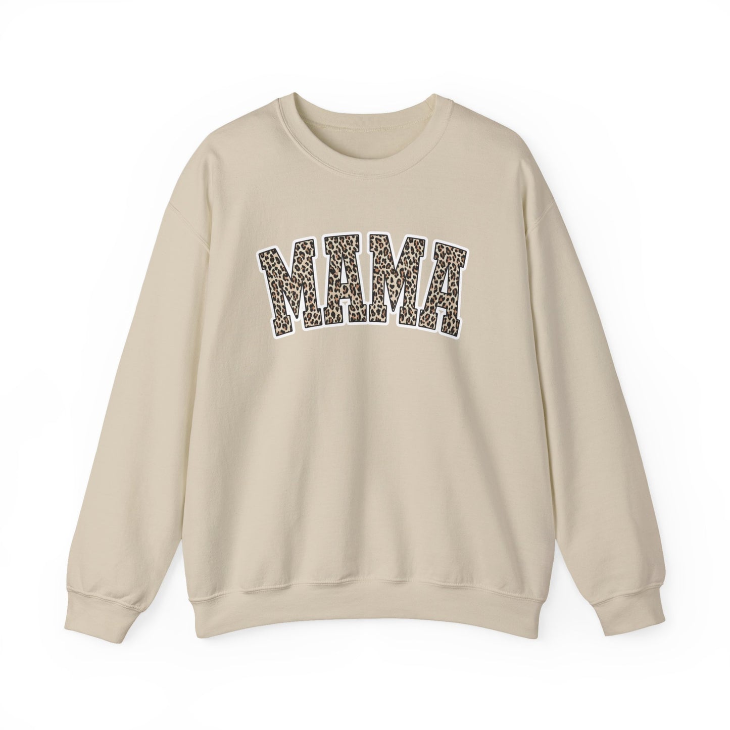 Mama Leopard Print Crewneck Sweatshirt — Cozy Mom Graphic Pullover