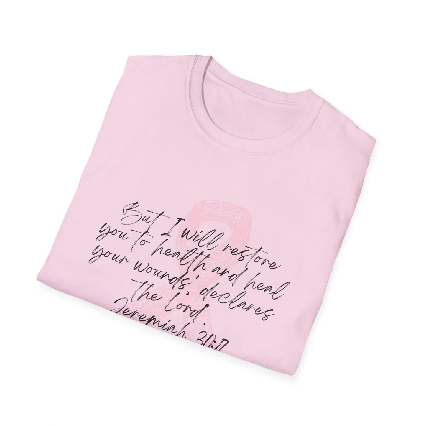 Inspirational Breast Cancer Awareness T-Shirt, Unisex Tee, Support Gift, Softstyle Shirt, Pink Ribbon Apparel, Hope & Healing