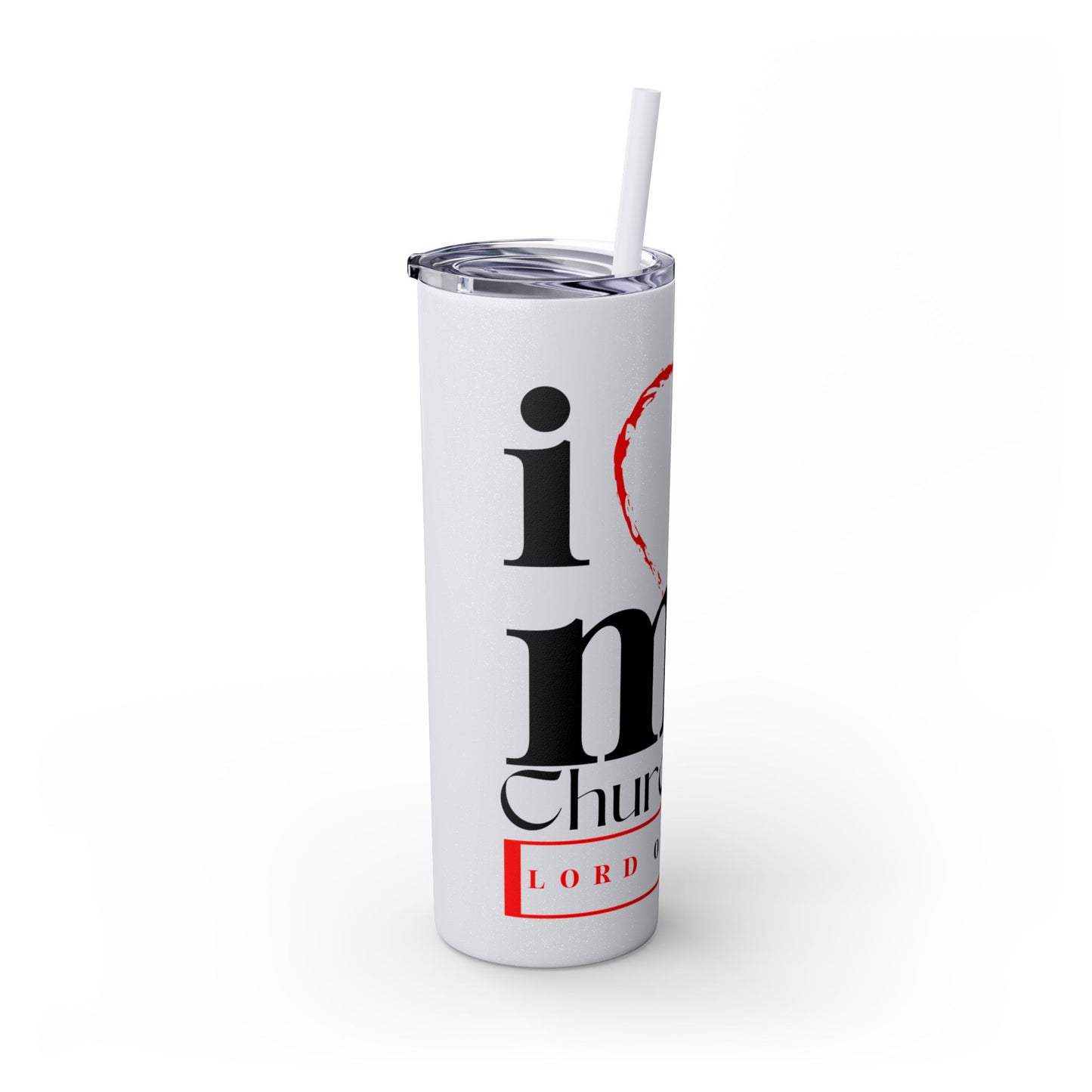 LOG I Love My Church Skinny Tumbler with Straw, 20oz - Perfect for Home, Gifts, Christian Events, Coffee Lovers, and Everyday Use