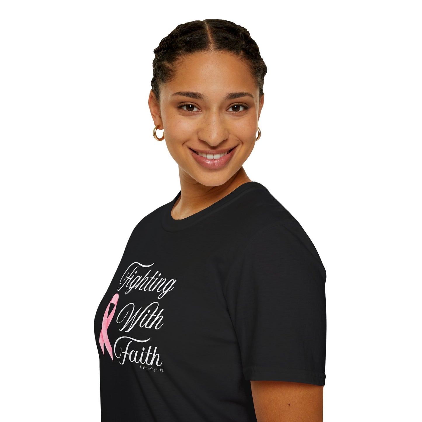Fighting With Faith T-Shirt, Unisex Cancer Awareness Shirt, Inspirational Tee, Supportive Gift, Pink Ribbon Top