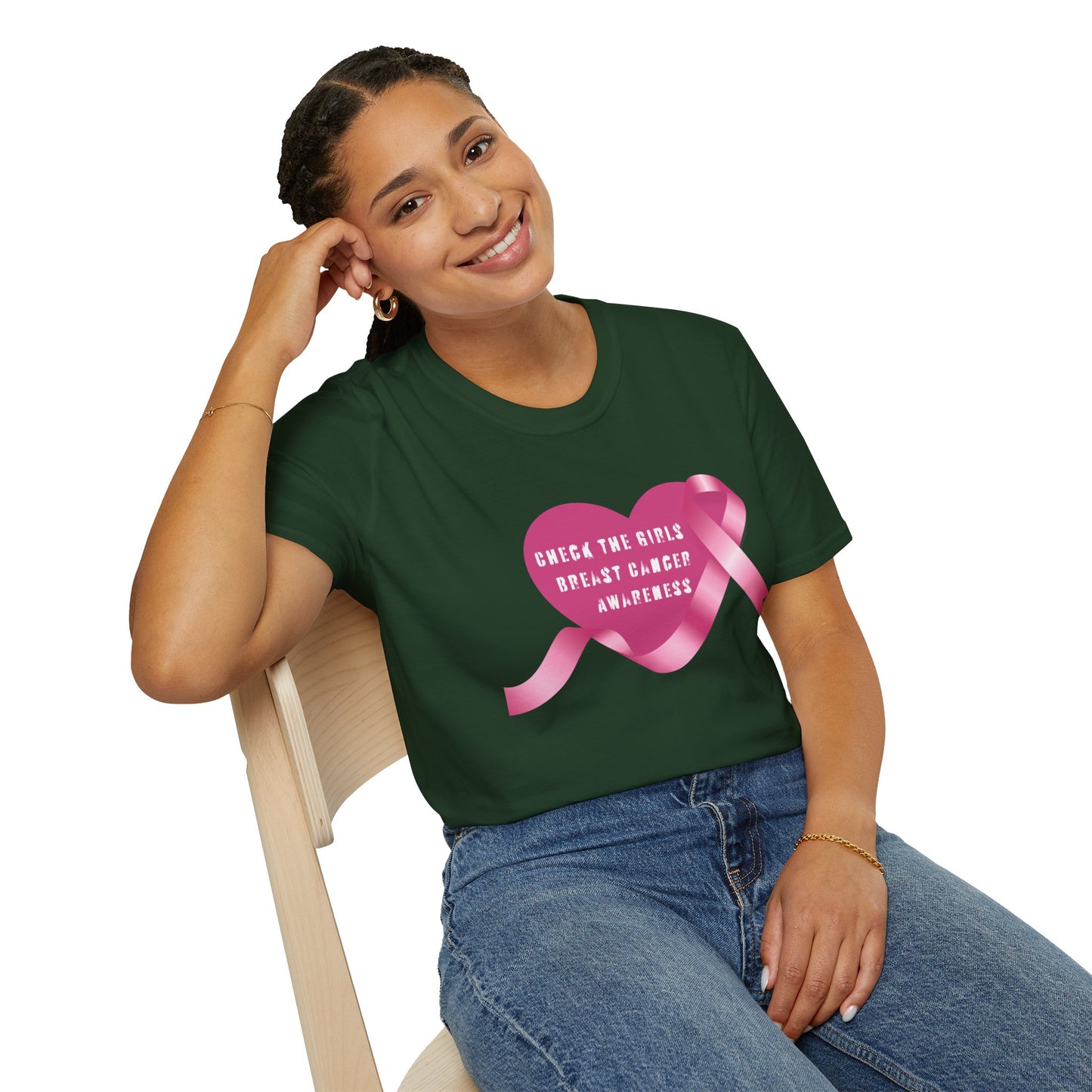 Breast Cancer Awareness T-Shirt - Check The Girls, Gift for Support, Fundraiser Event, Comfort Wear, Pink Ribbon Tee, Unisex Fashion