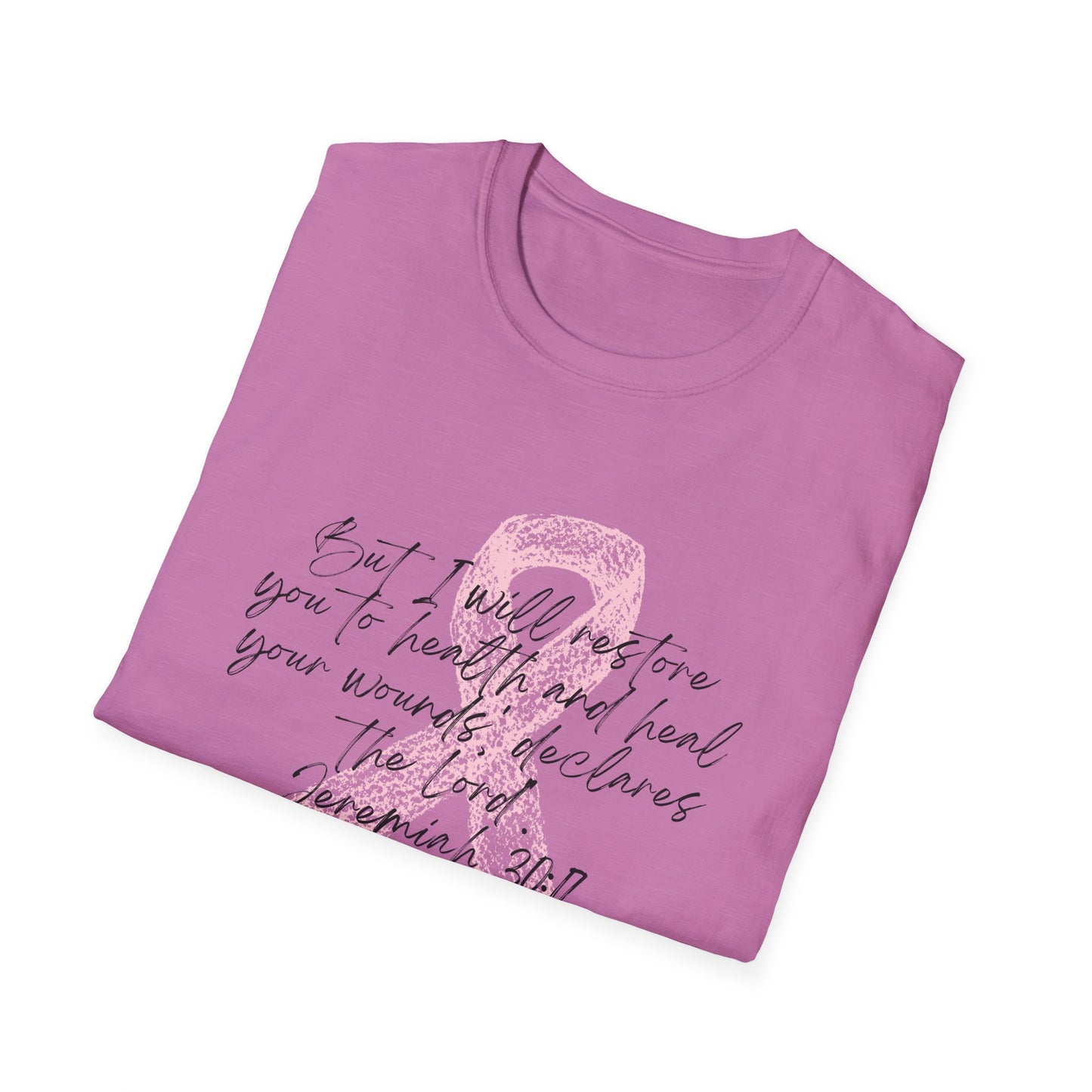 Inspirational Breast Cancer Awareness T-Shirt, Unisex Tee, Support Gift, Softstyle Shirt, Pink Ribbon Apparel, Hope & Healing