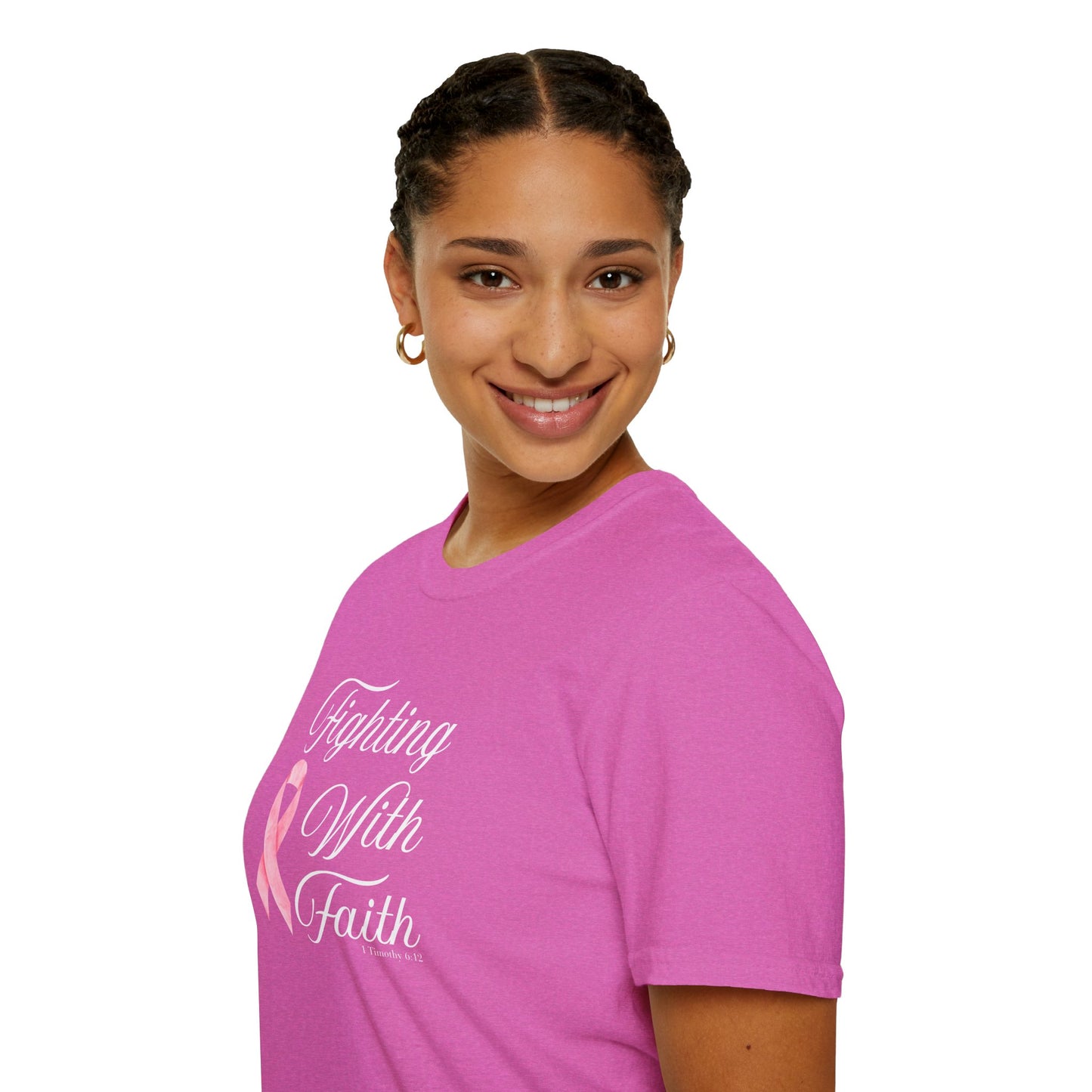 Fighting With Faith T-Shirt, Unisex Cancer Awareness Shirt, Inspirational Tee, Supportive Gift, Pink Ribbon Top
