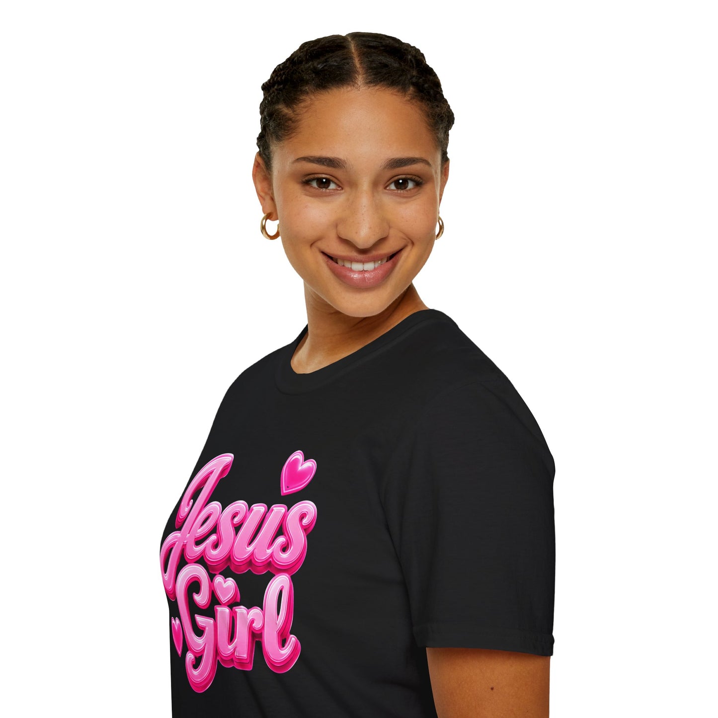 Jesus Girl T-Shirt — Pink Bubble Script Faith Tee
