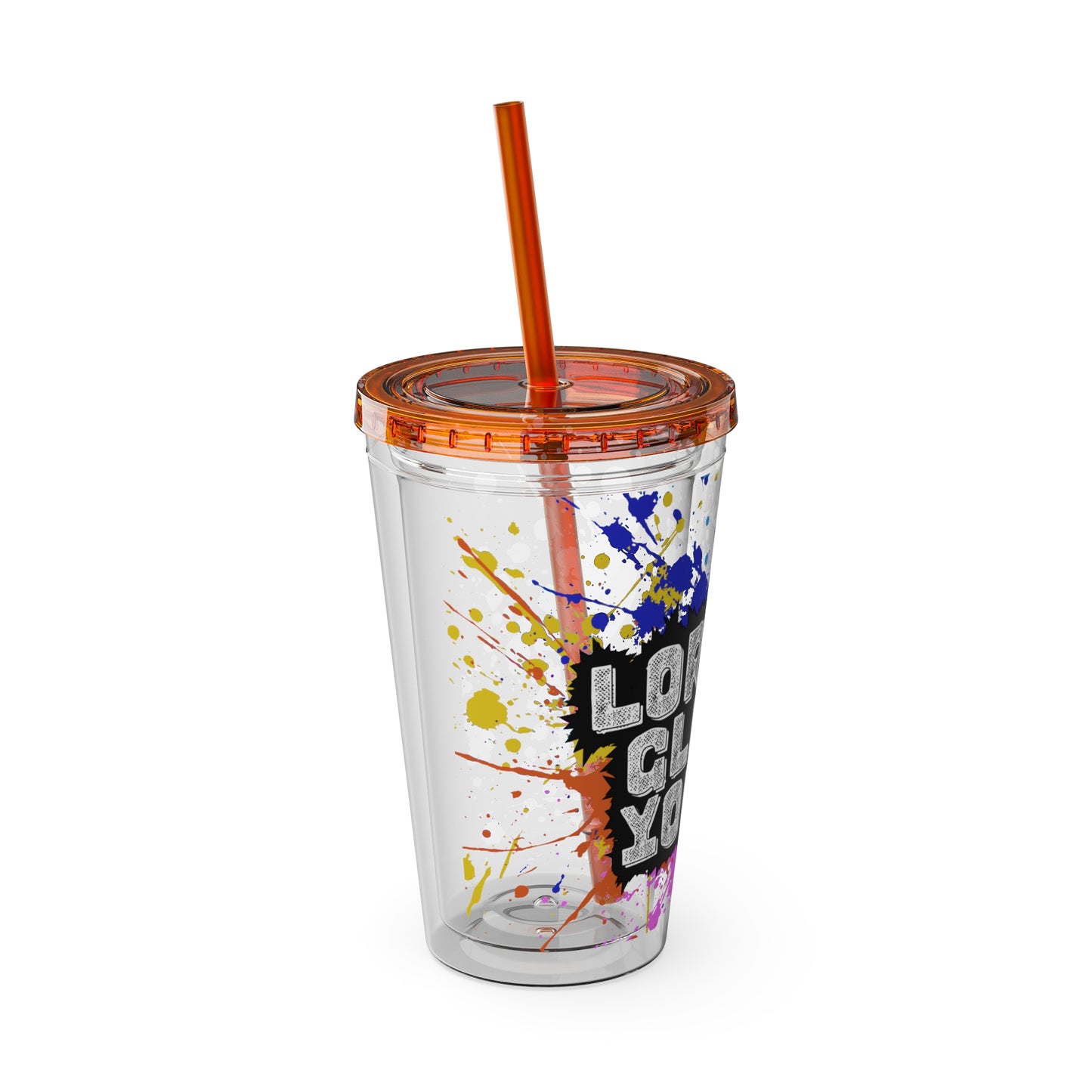 LOGColorful Youth Tumbler with Straw, Inspirational Drinkware for Teens, Summer Fun, Motivational Quotes, Birthday Gift