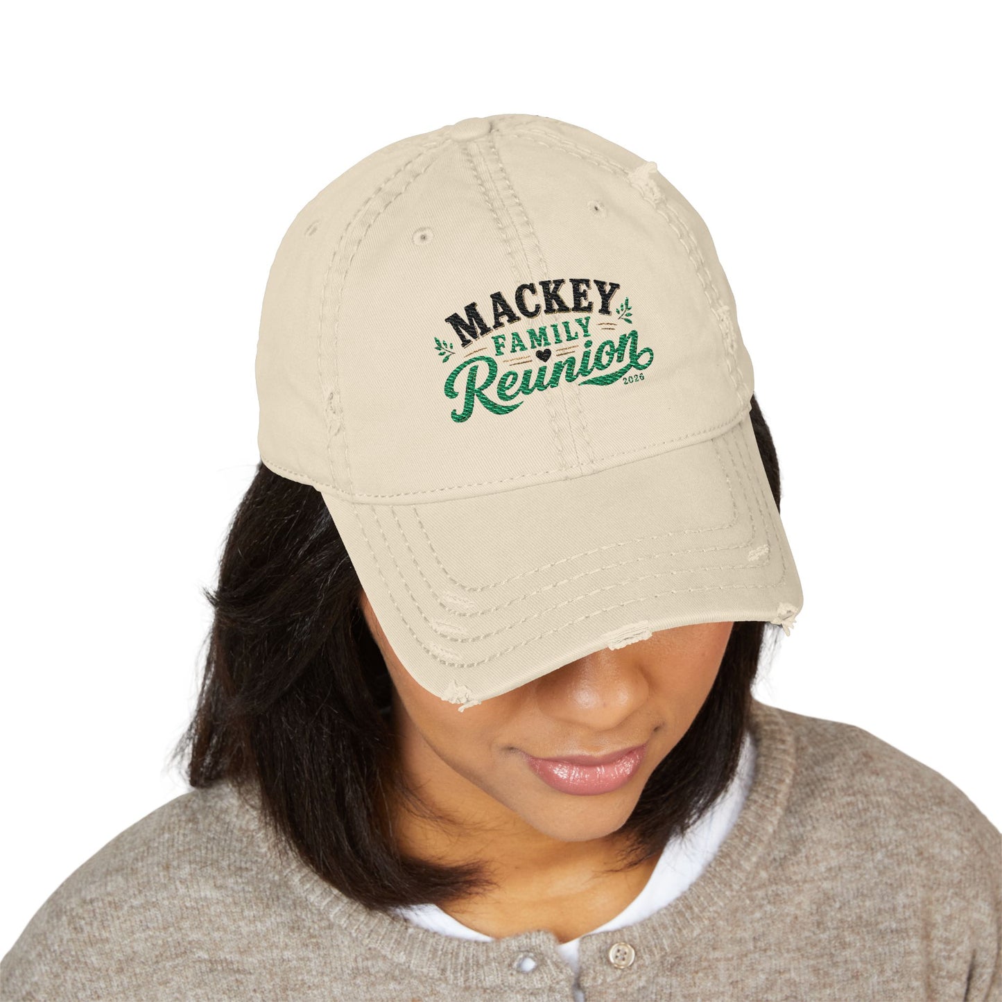 Family Reunion Embroidered Dad Hat — Distressed Mackey Reunion Cap