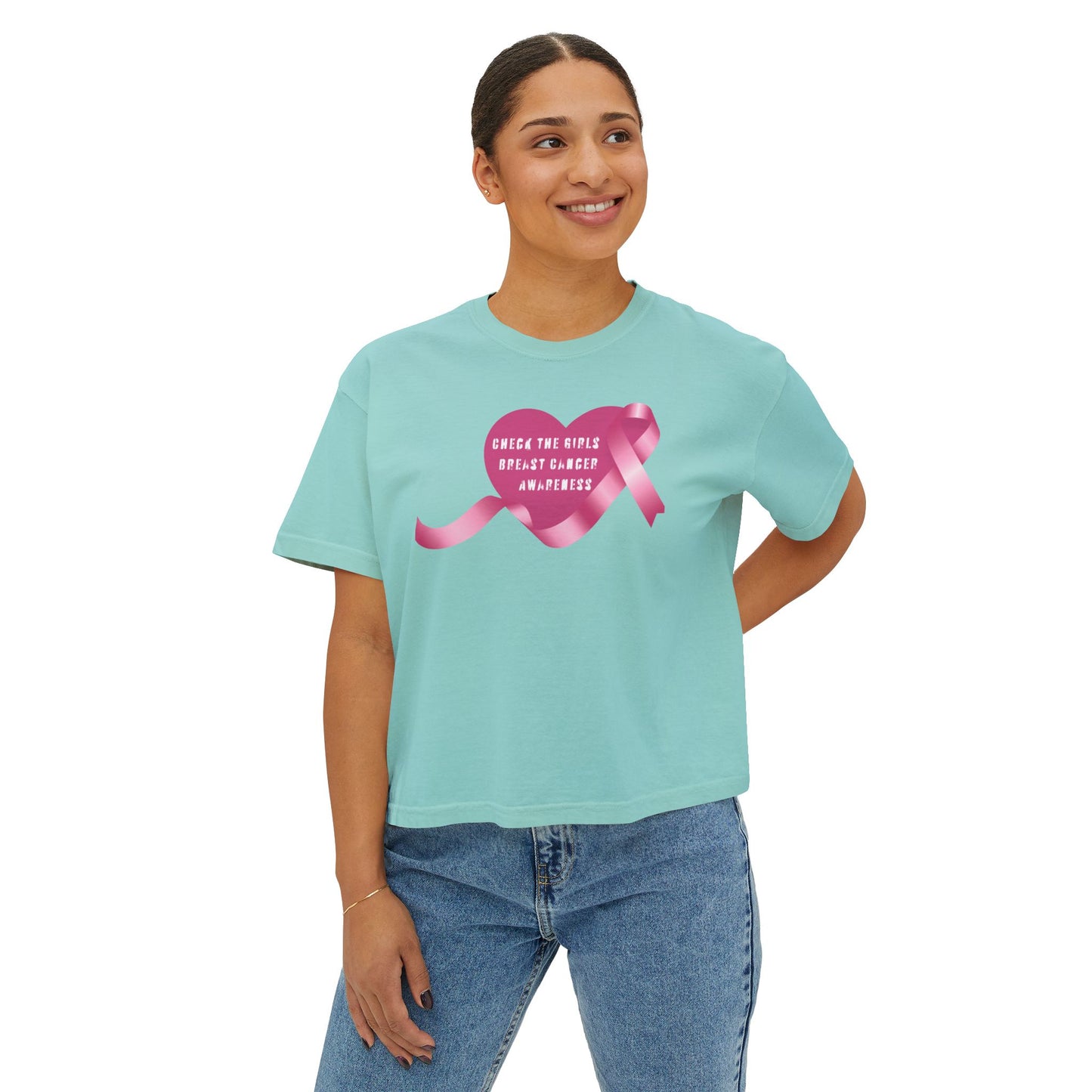 Check the Girls, Breast Cancer Awareness Women's Boxy Tee
