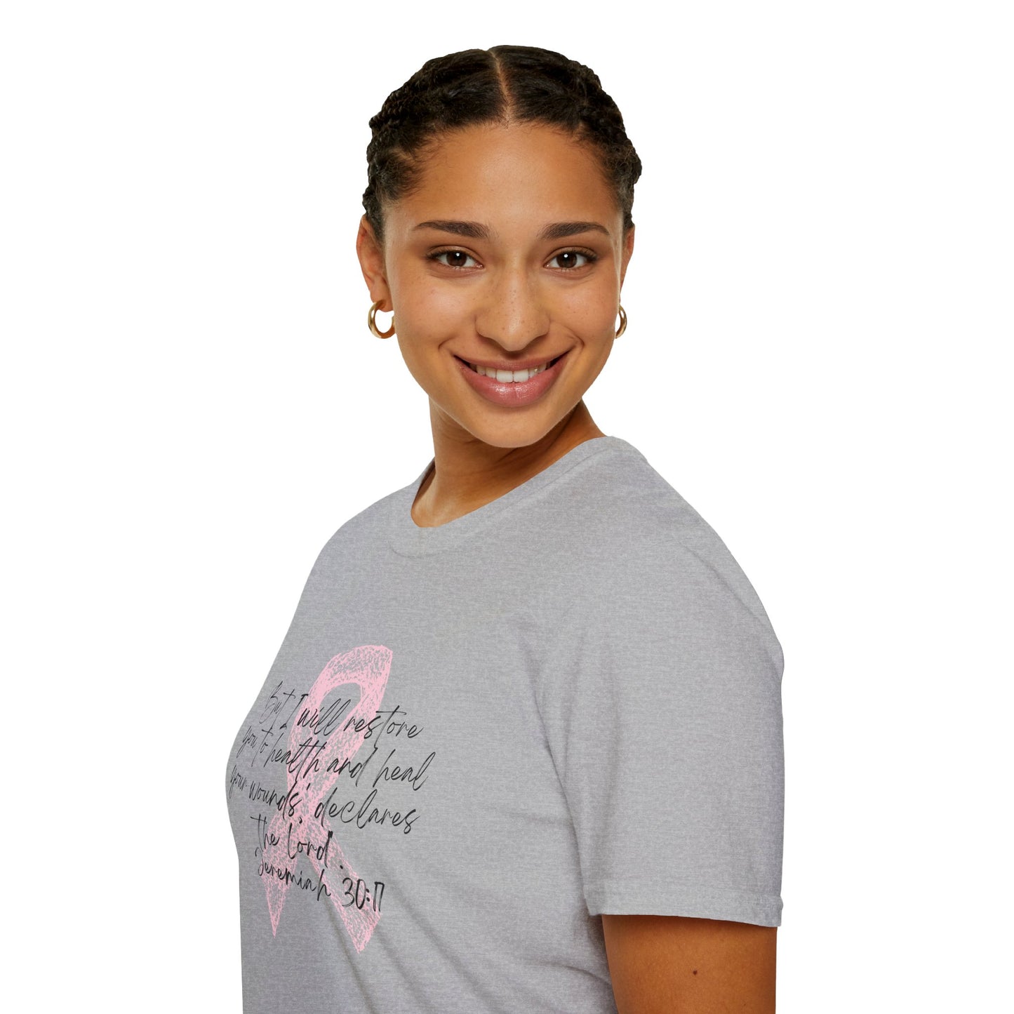 Inspirational Breast Cancer Awareness T-Shirt, Unisex Tee, Support Gift, Softstyle Shirt, Pink Ribbon Apparel, Hope & Healing