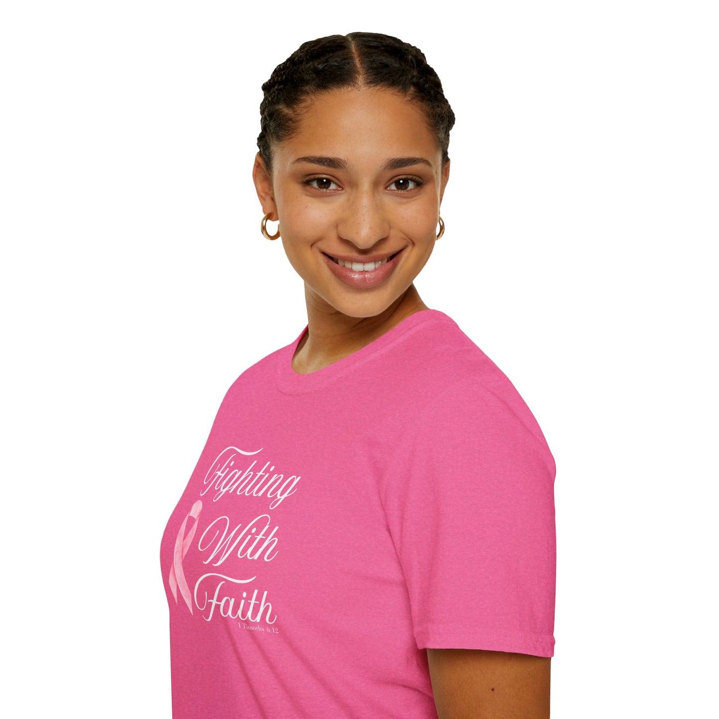Fighting With Faith T-Shirt, Unisex Cancer Awareness Shirt, Inspirational Tee, Supportive Gift, Pink Ribbon Top